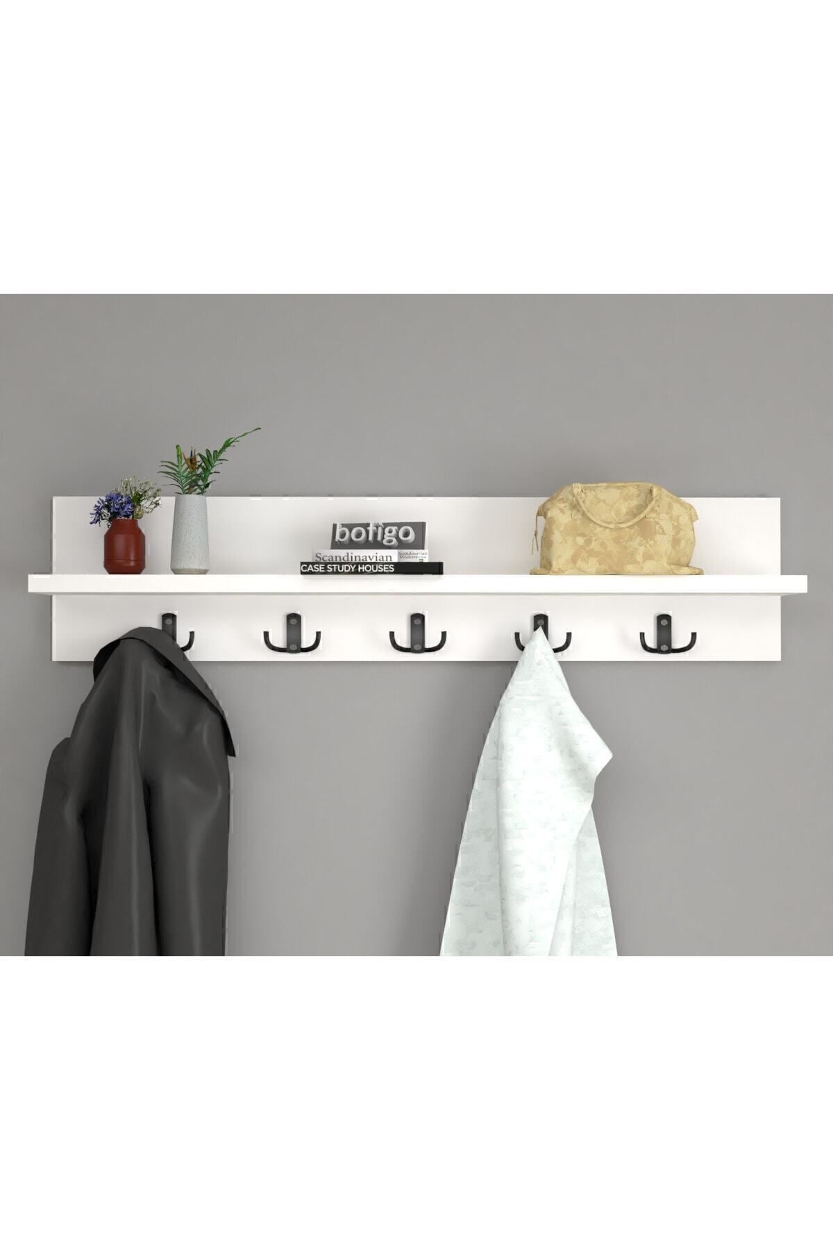 Portmanto Duvar Askılığı Elbise Askılığı Beyaz 80 Cm
