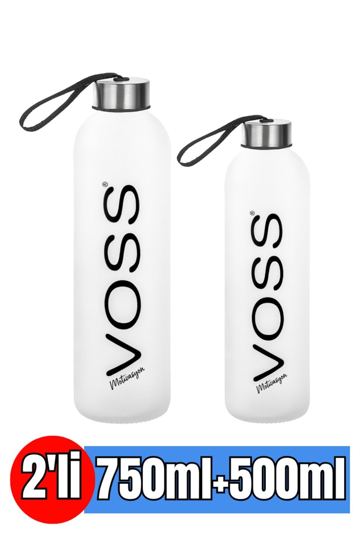 2'li Motivasyon Cam Matara 1000 ml Su Şişesi 1lt
