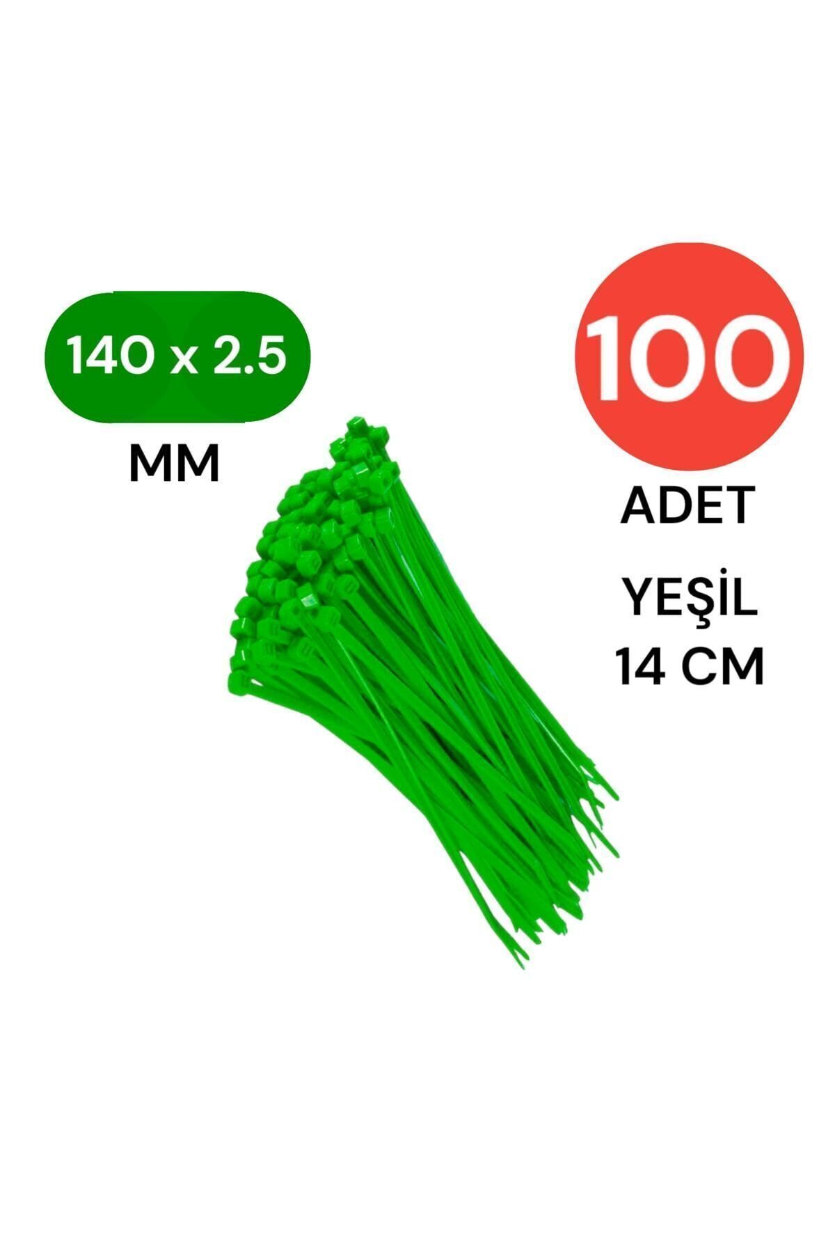 Plastik Kablo Bağı Klipsi Cırt Kelepçe 140 Mm X 2.5 Mm Yeşil 100 Adet