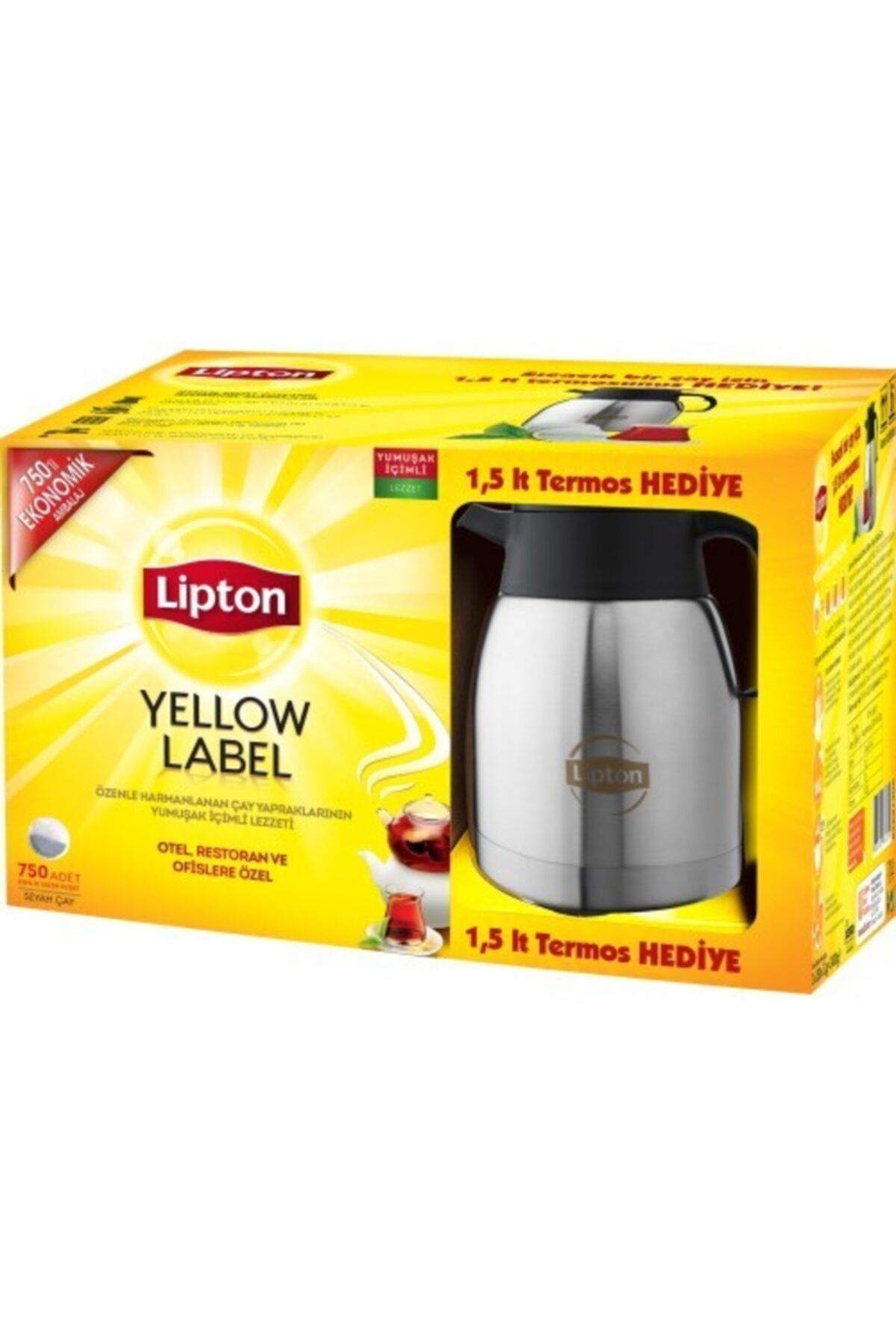 Yellow Label 750 Li Demlik Poşet Çay Termos 1,5 Lt Hedıye