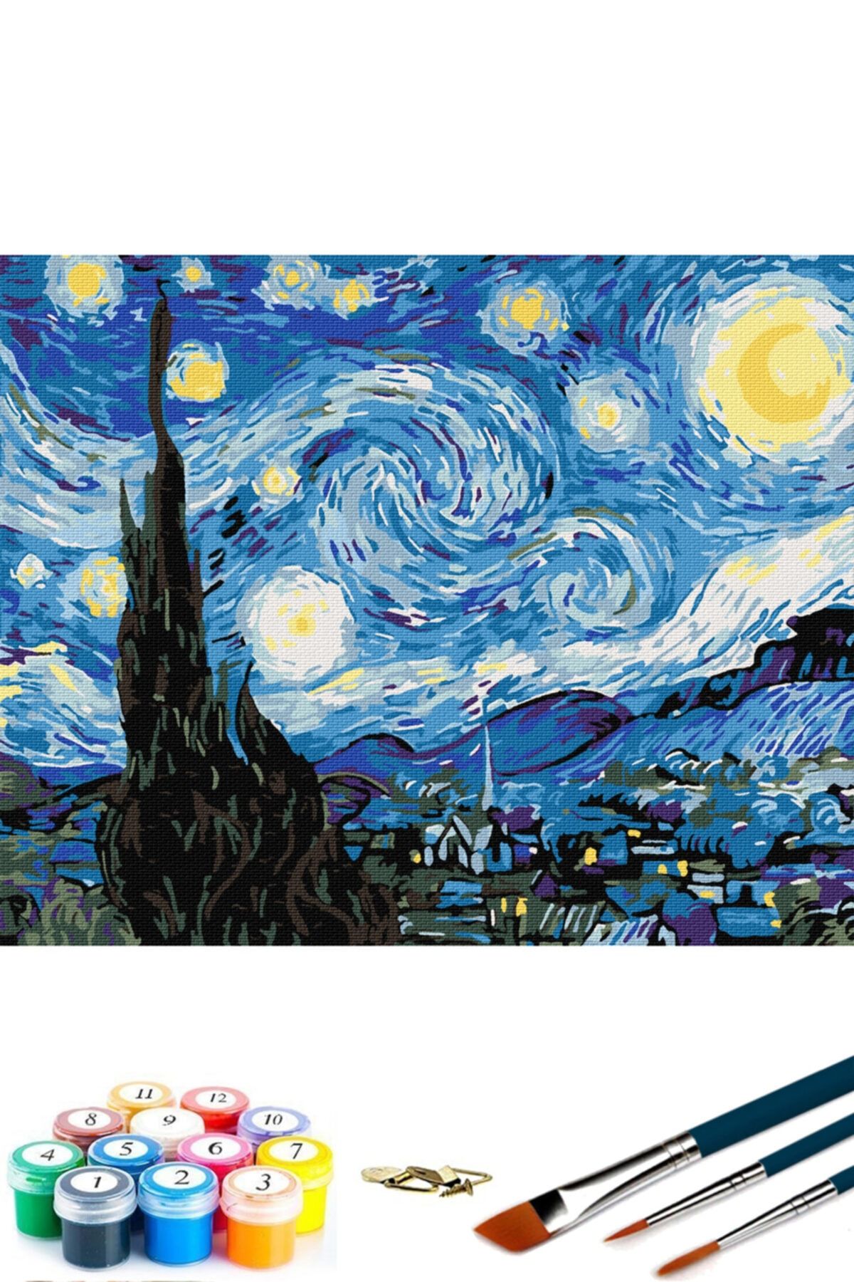 Çerçeveye Gerili Sayılarla Boyama Tablo Seti 30x40cm Kasnaklı