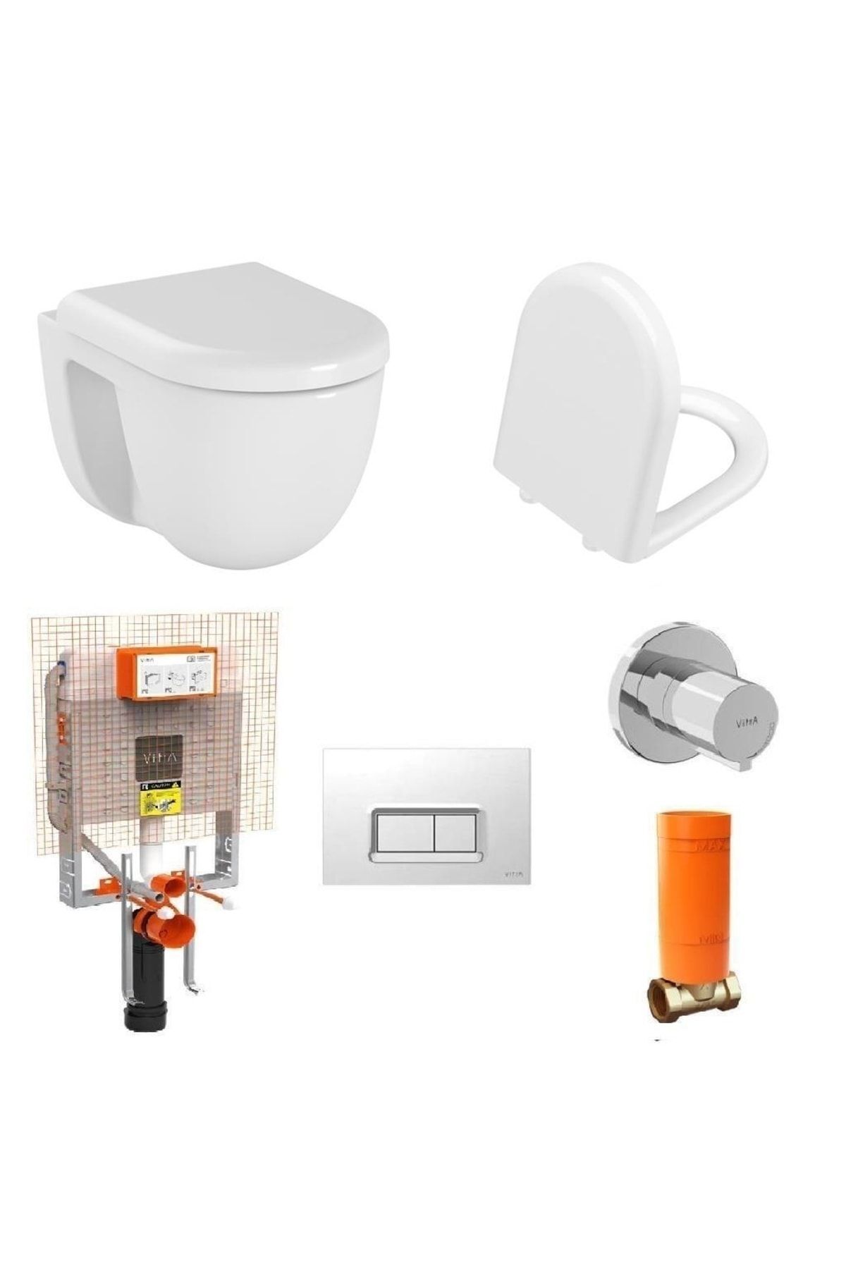 S40 Kanalsız Asma Klozet+yavaş Kapak+ Gömme Rezervuar Set