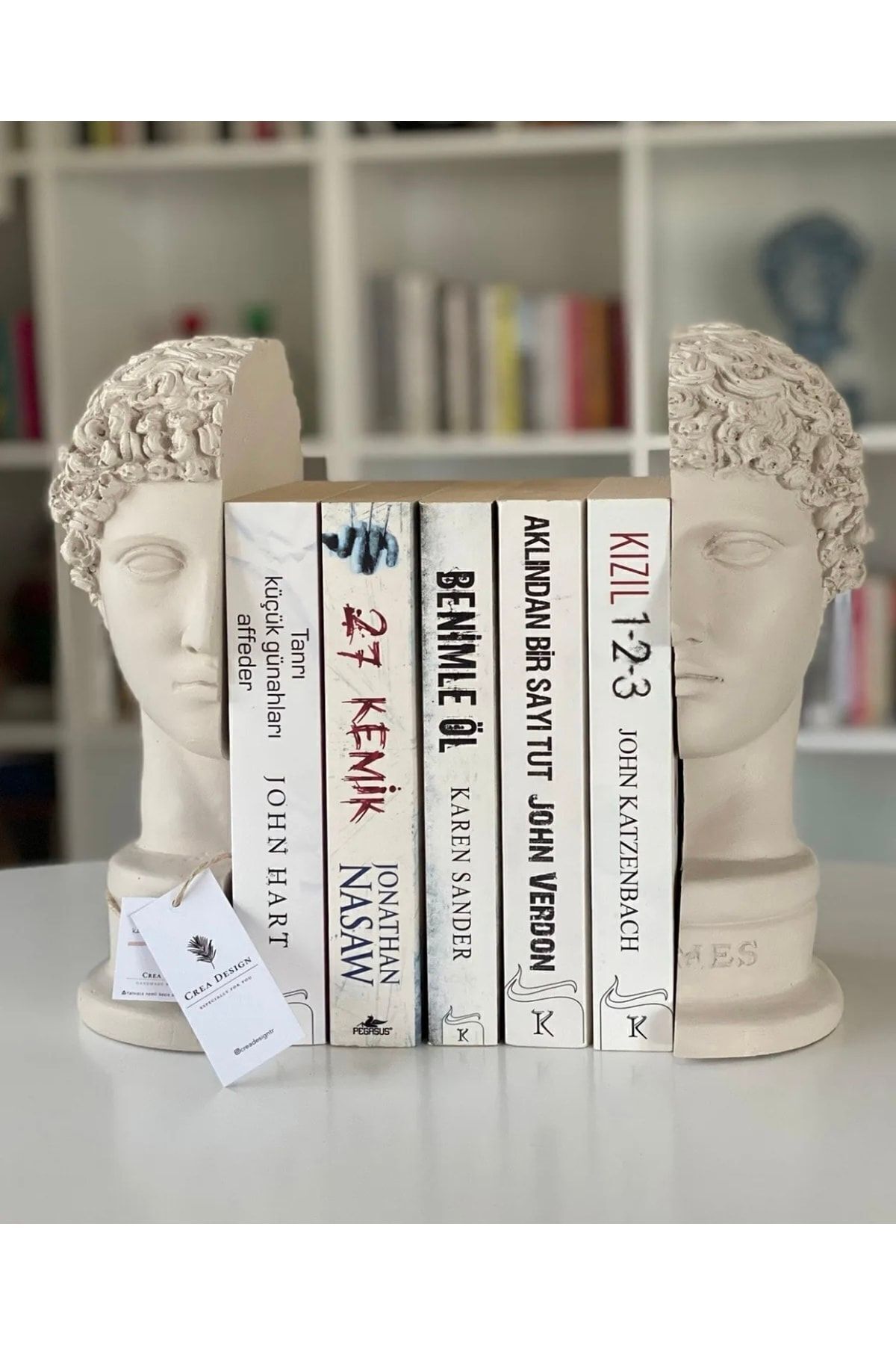 Ev Dekor Büyük Boy Hermes Kitap Desteği Kitap Tutucu Beyaz Biblo Büst Heykel Kitaplık Aksesuar