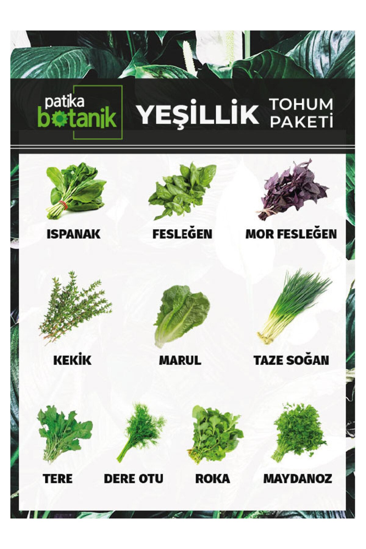 3.000 Tohum 10 Çeşit Yeşillik Tohum Paketi