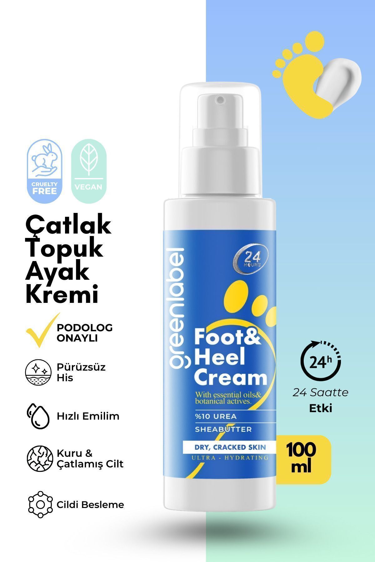 Ayak Ve Topuk Çatlak Bakım Kremi %10 Üre Shea Butter Içeren Onarıcı Krem 100 ml
