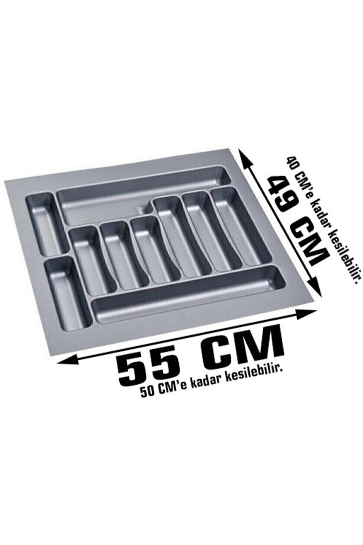 55x49 Cm Çekmece Içi Kaşıklık 55 Cm Kaşıklık Gri Mutfak Organizer Düzenleyici (48*40 A KESİLEBİLİR)