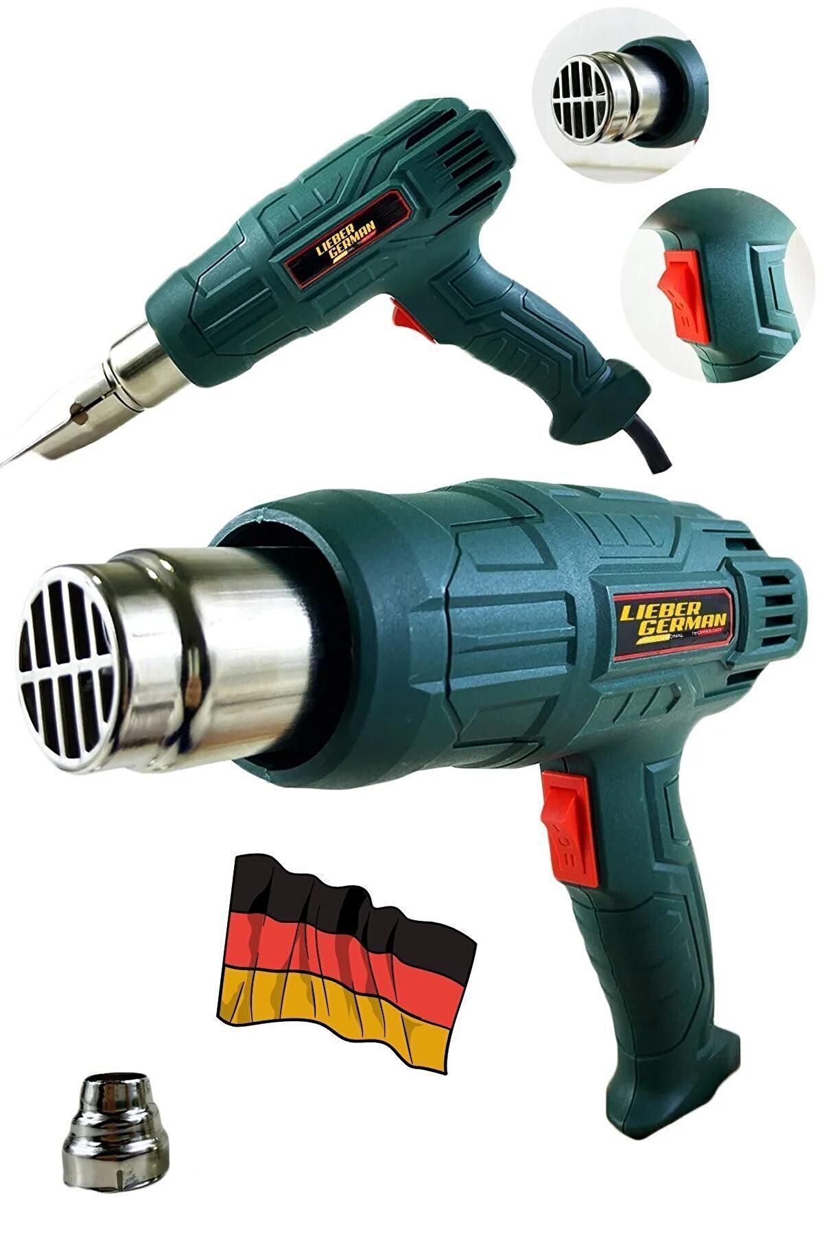 2400 Watt Hybrıd Darbeye Dayanıklı Bakır Sargılı Rezistans 2kademeli Sıcak Hava Tabancası Isı Makina