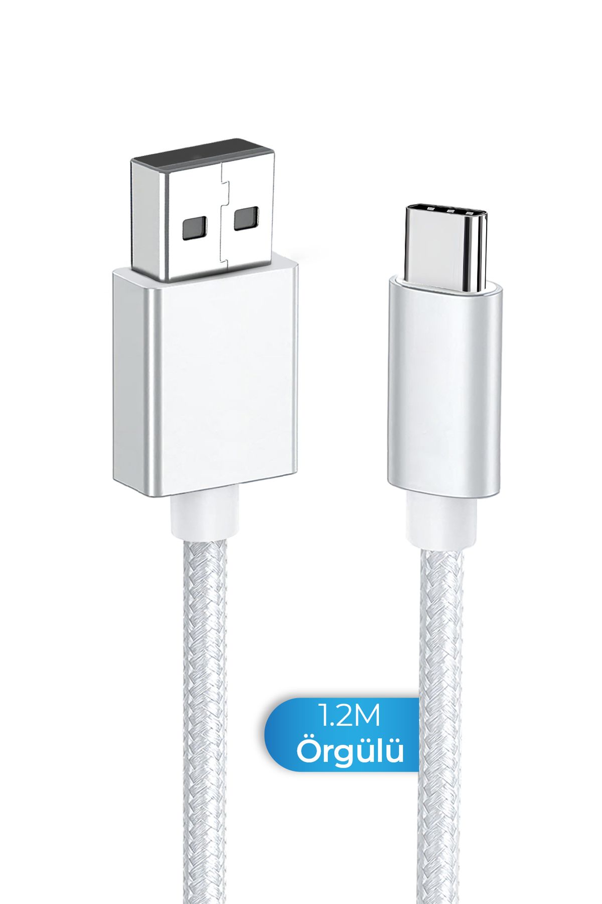 Samsung Xiaomi Oppo Reeder Huawei Usb To Type C Örgülü Hızlı Şarj Kablosu Uyumlu 120 Cm Beyaz