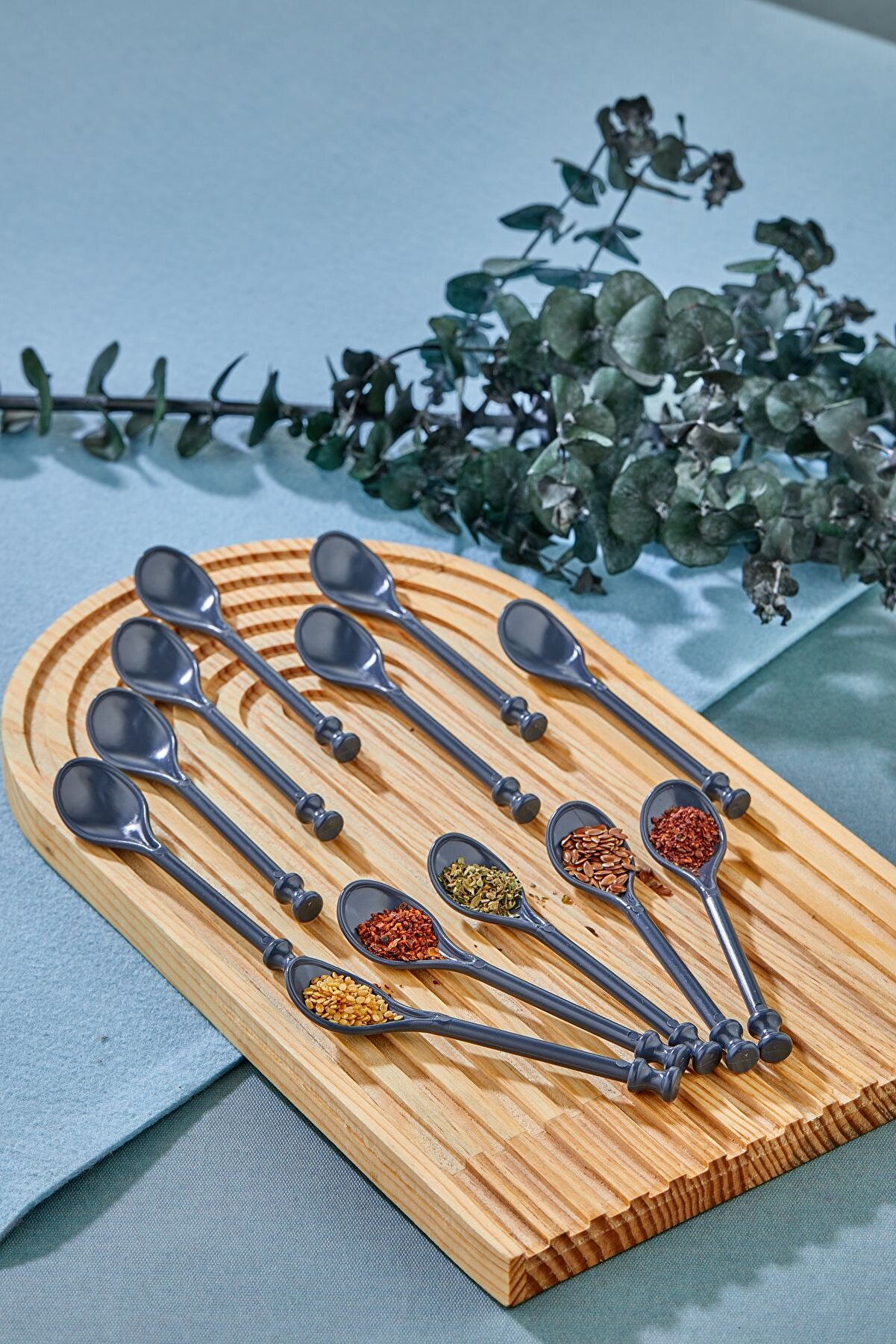 12 Adet Antrasit Servis Ve Baharat Kaşığı