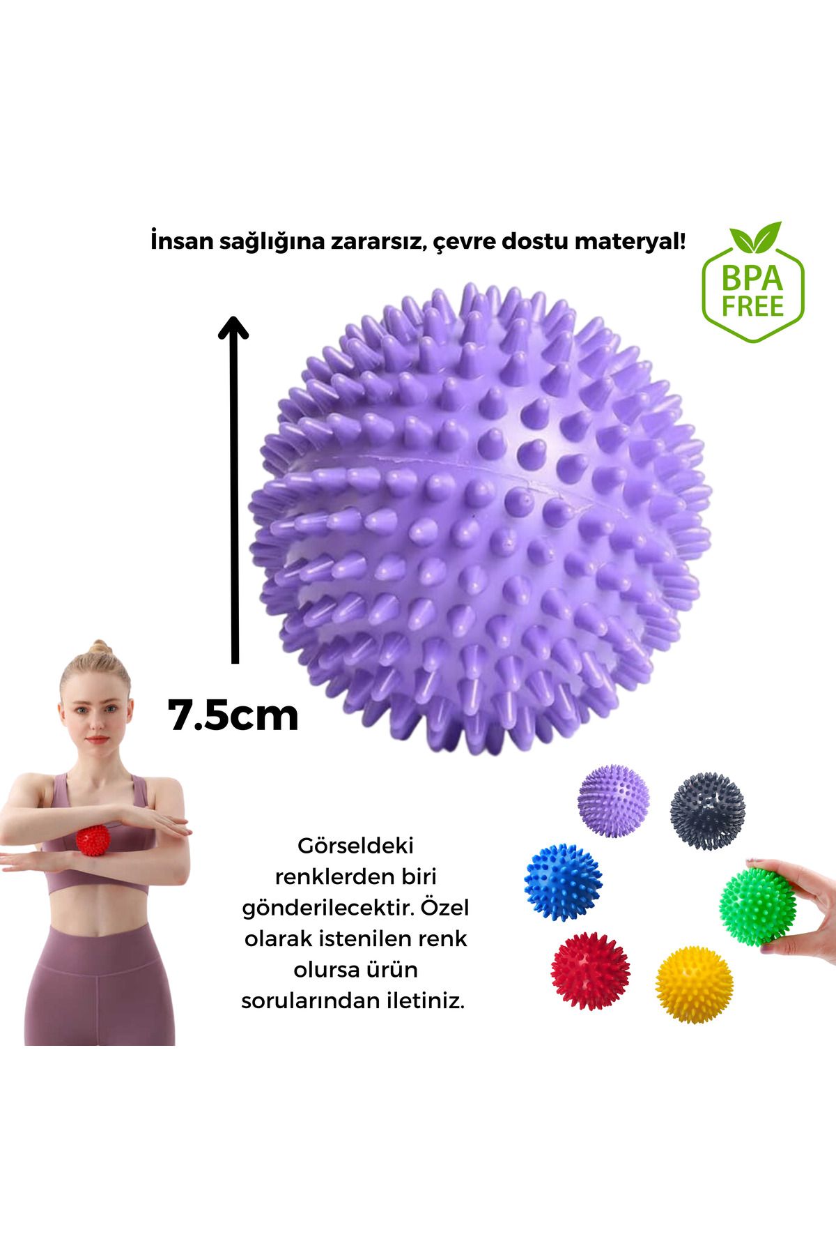 7.5 Cm Bpa Free Masaj Topu - Dikenli Duyu Uyarıcı El Ayak Vücut Egzersiz Topu / Massage Ball