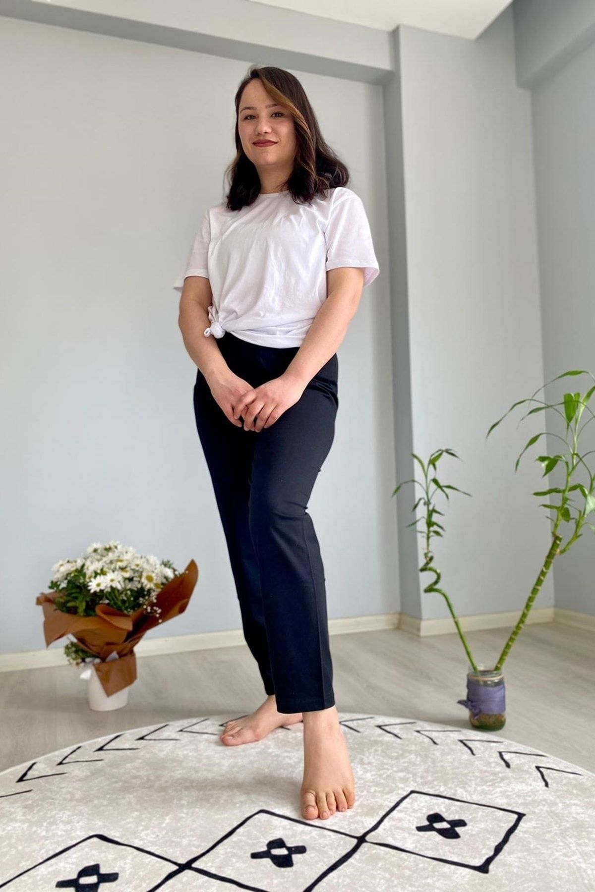 Unisex Siyah Düz Renk Penye Pijama Altı