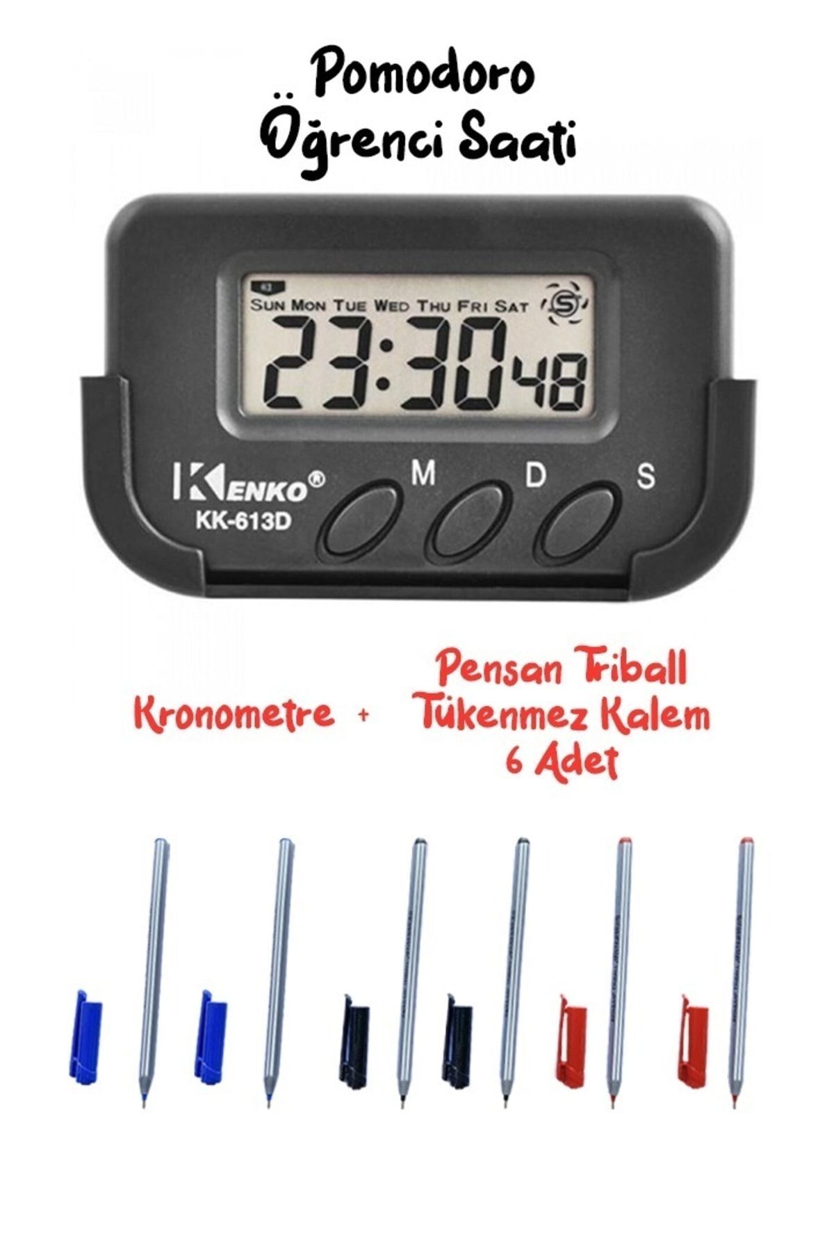 Pensan Tükenmez Kalem Seti Pomodoro Öğrenci Saati Kronometreli Ders Çalışma Saati Masa Saati