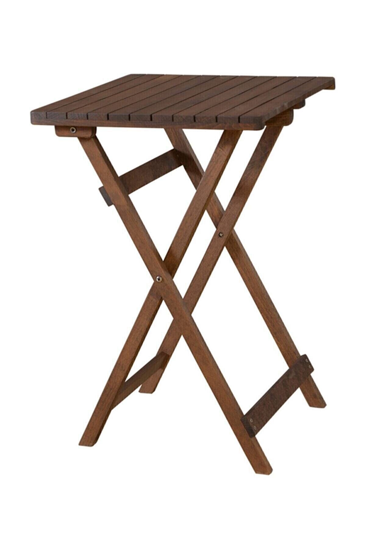 Ahşap Katlanır Balkon Masası Bahçe Masası Piknik Masası 50x50 Cm Ceviz Renk