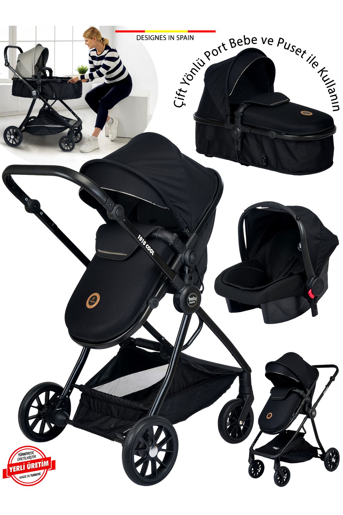 1010 Qool Çift Yönlü 6 In 1 Travel Sistem Bebek Arabası