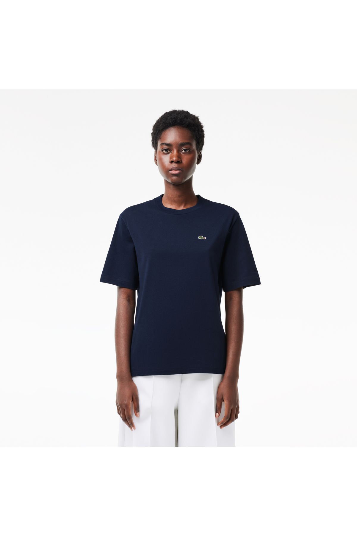 Kadın Bisiklet Yaka Lacivert T-shirt
