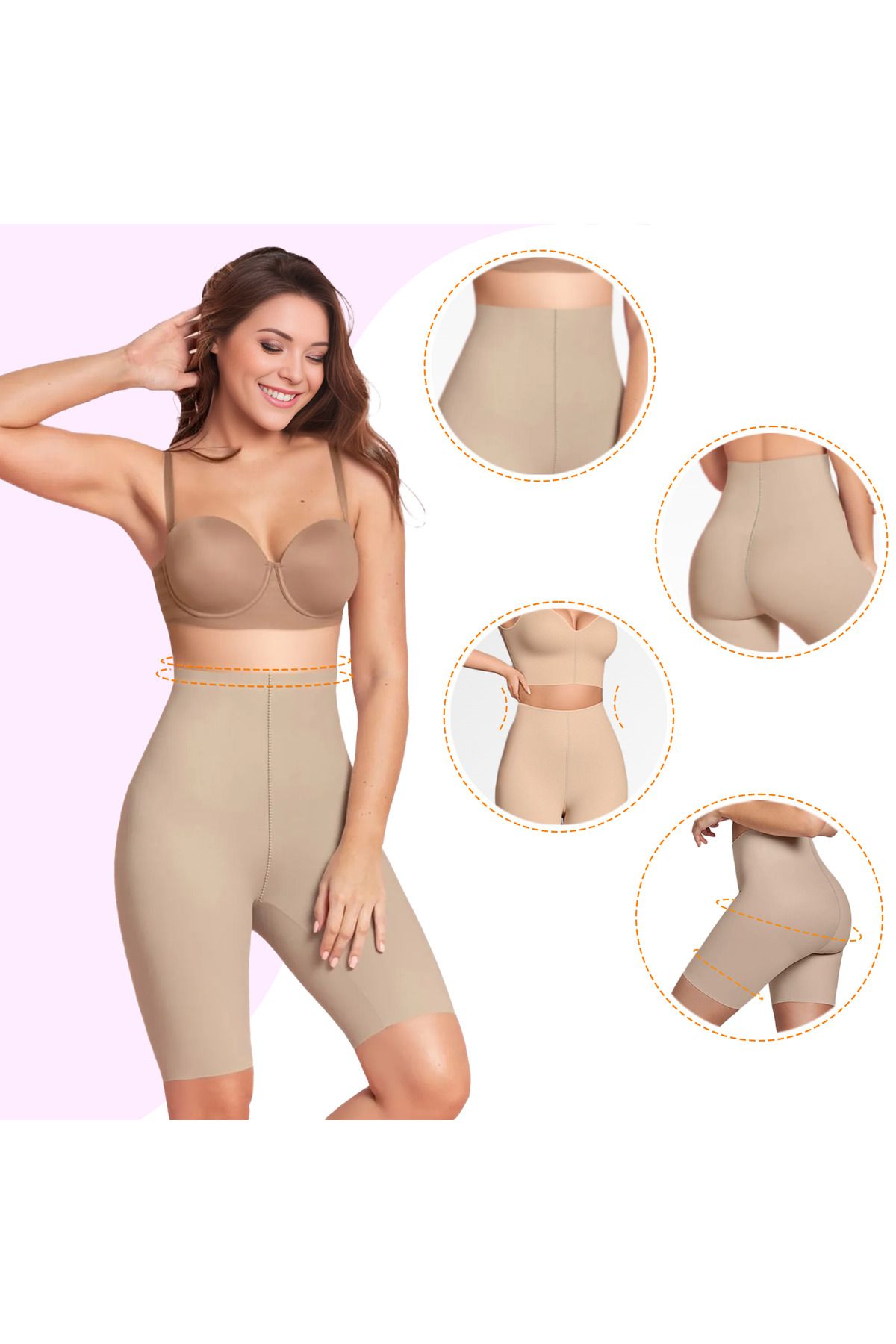 Anoky Model Dikişsiz Toparlayıcı Ve Sıkılaştırıcı Lazer Kesim Kısa Spor Şort Ten Renk