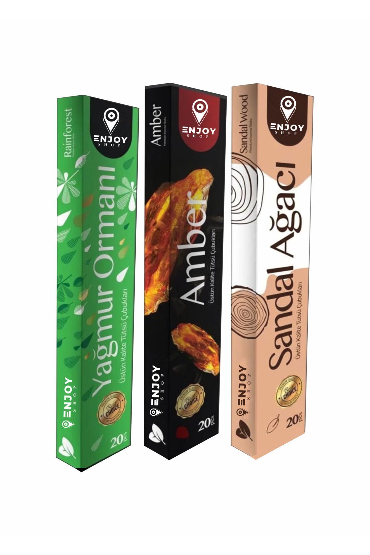 60 Adet Çubuk Tütsü 3 Paket (amber, Sandal Ağacı, Rain Forest )