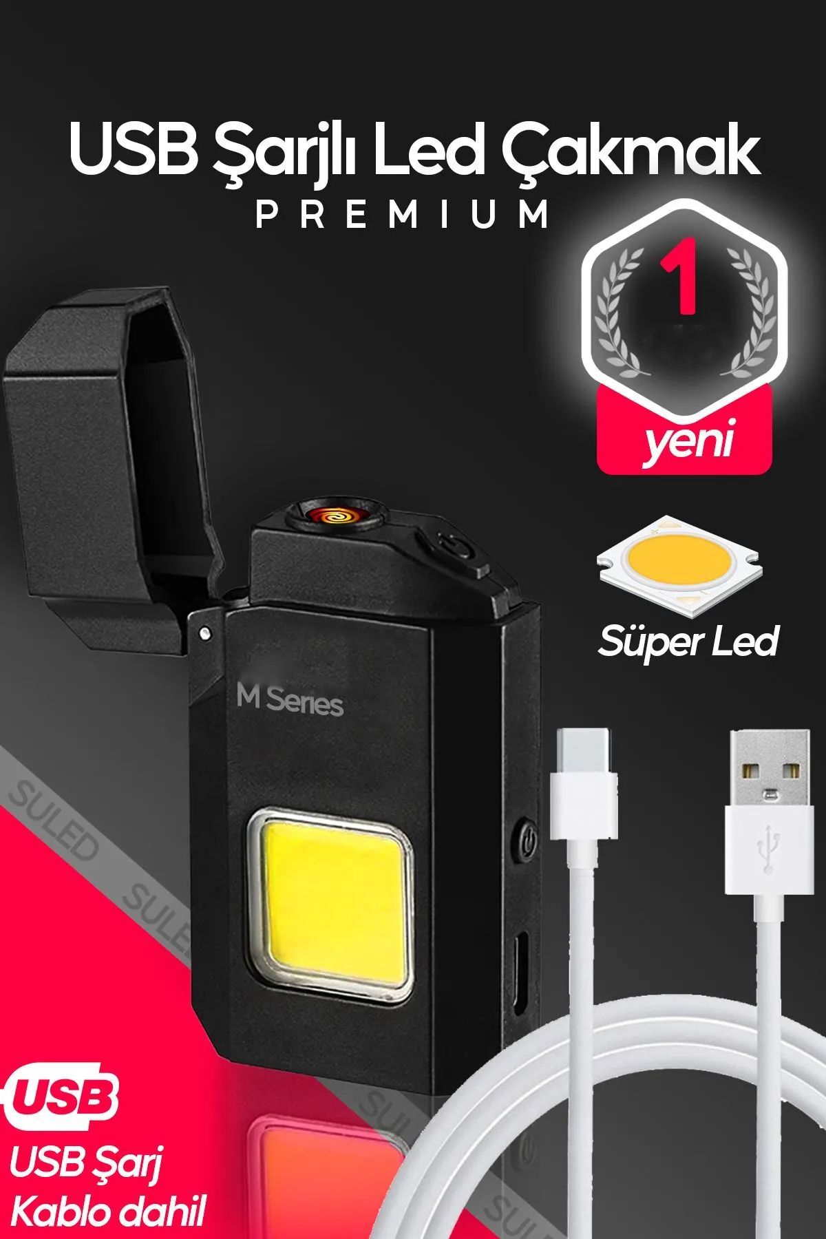 Şarjlı Çakmak USB Şarjlı LED Fener M Serisi Kamp Çakmağı COB Led CE Rüzgardan Etkilenmez Yeni