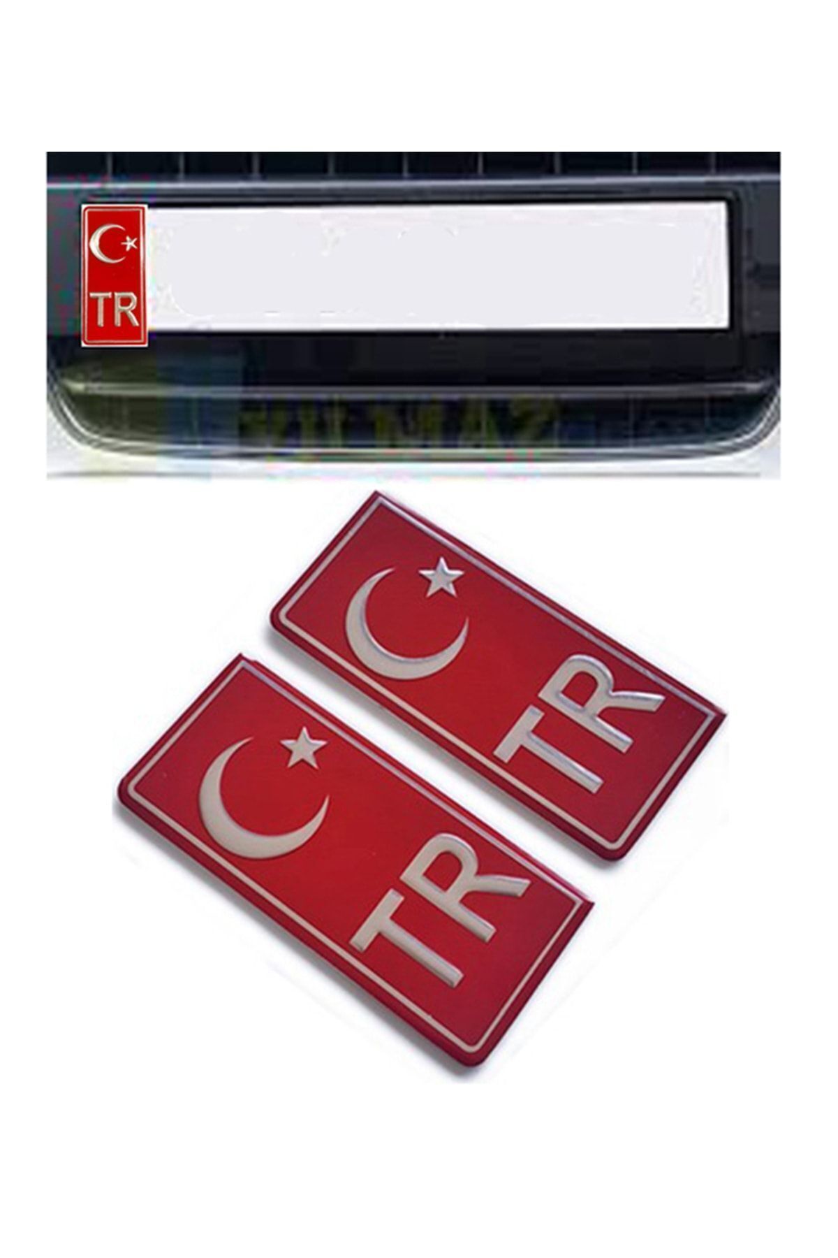 Tr Plaka Krom Sticker 2'li - Türkiye Plaka Krom Stıcker - Türkiye Plakalık Krom