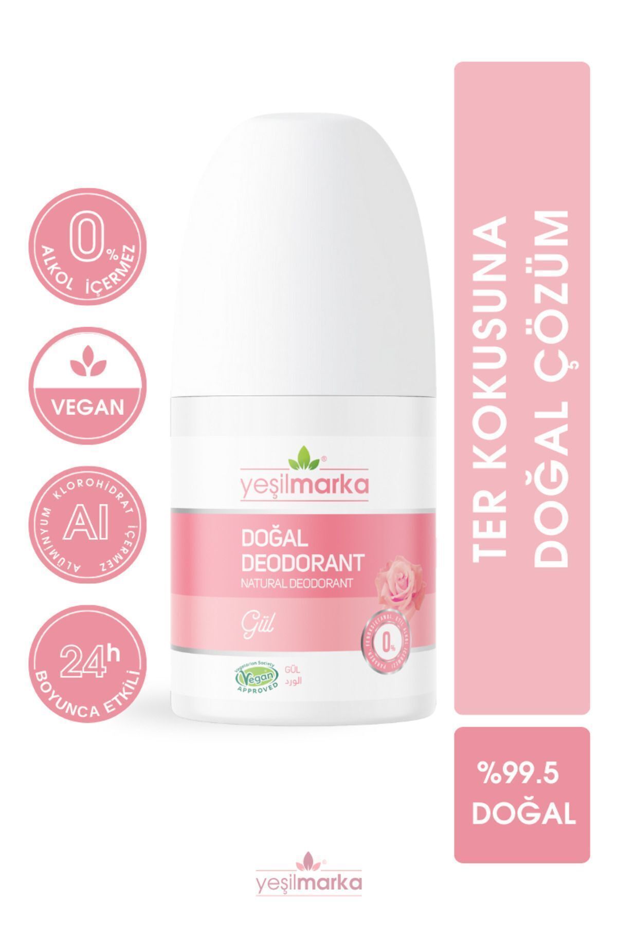 Doğal Roll On Gül Deodorant %100 Bitkisel Ve Vegan Ter Kokusu Önleyici