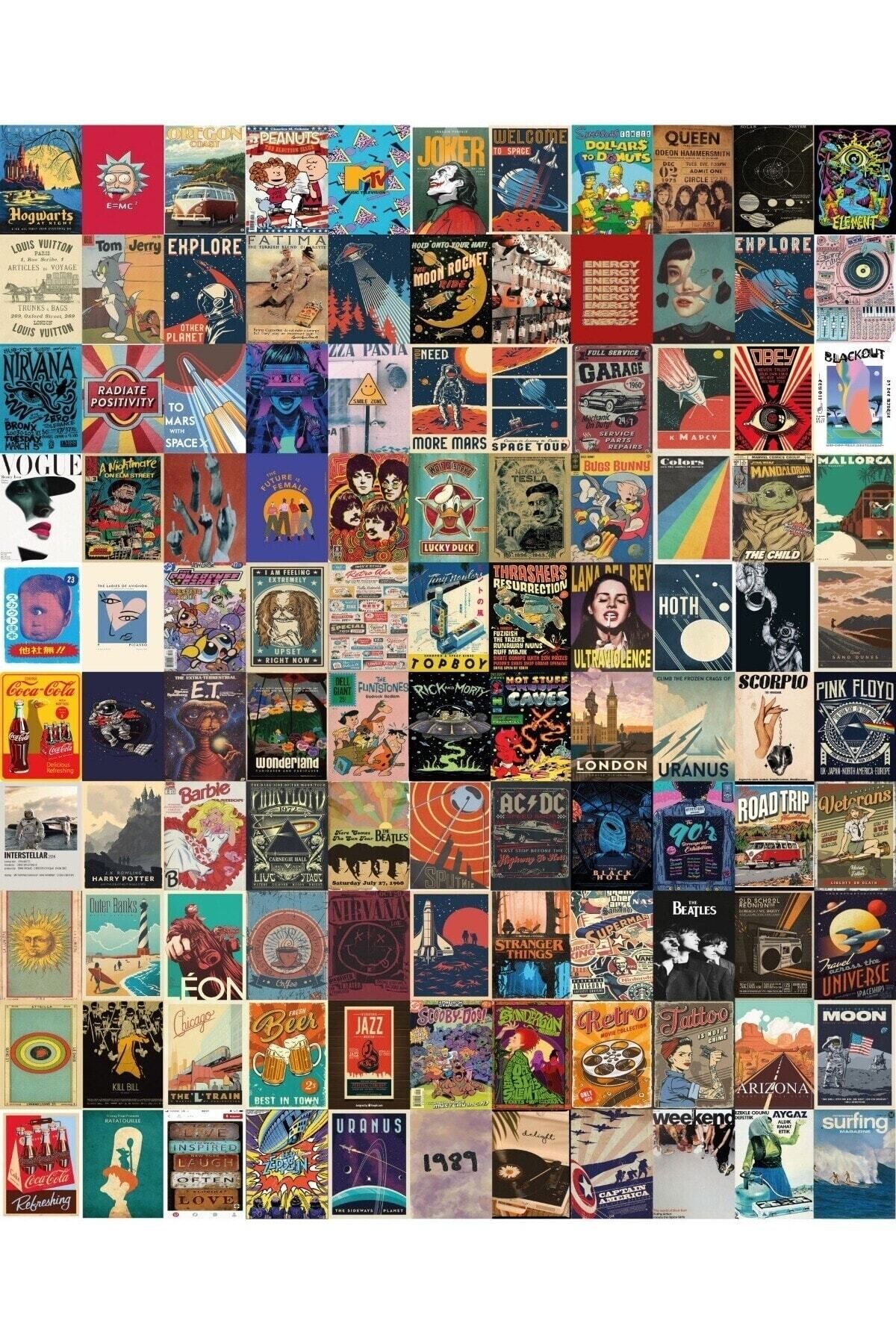 Aesthetic Mixed Retro 110'lu Poster Duvar Posteri Seti Kolaj Poster Seti