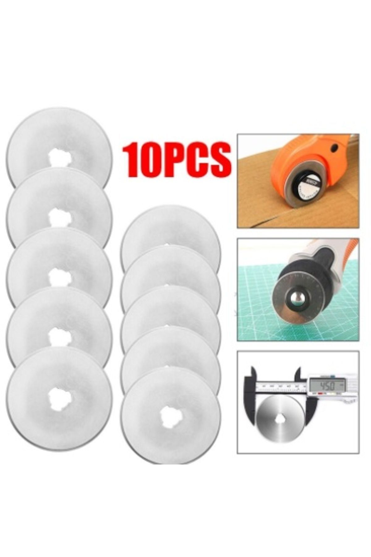 Yuvarlak Kumaş Karton Kesici Bıçak Rulet 45 mm 10 Adet Yedek Bıçak