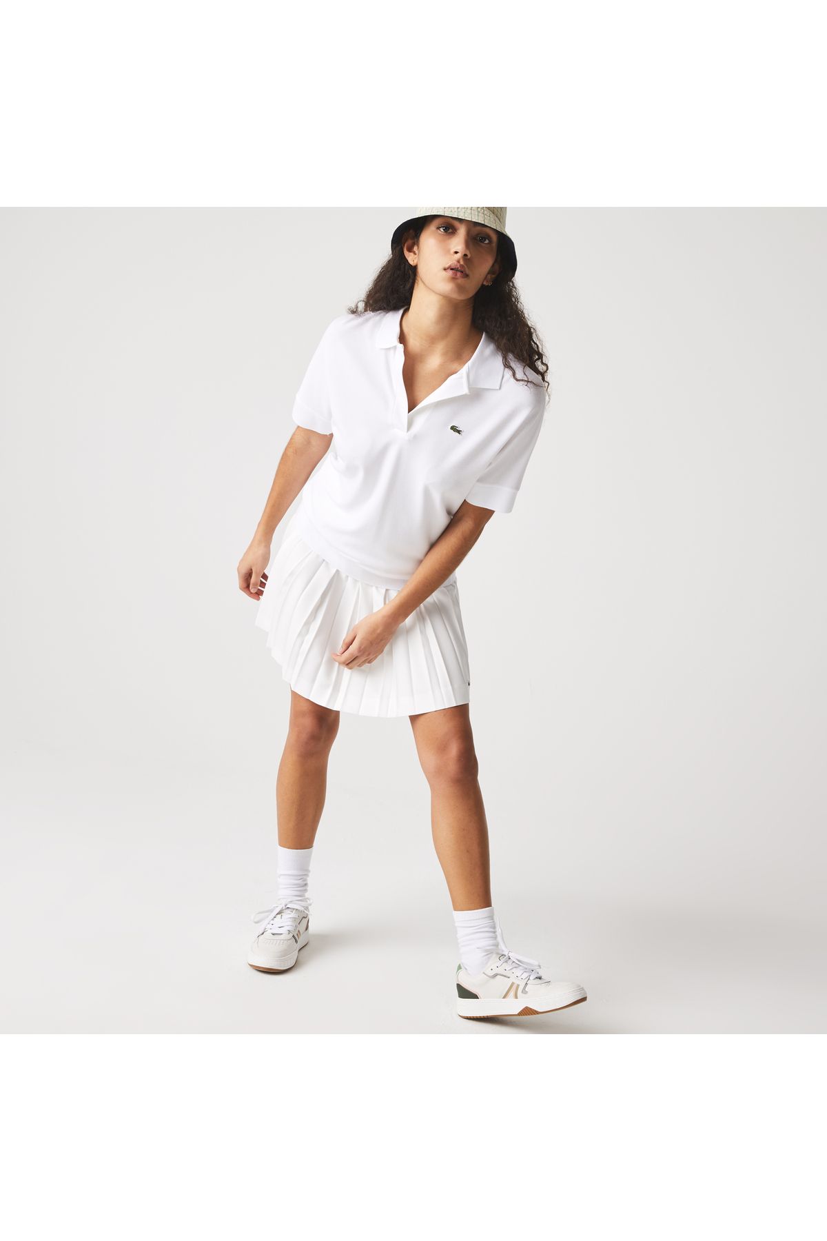 Kadın Loose Fit Beyaz Polo