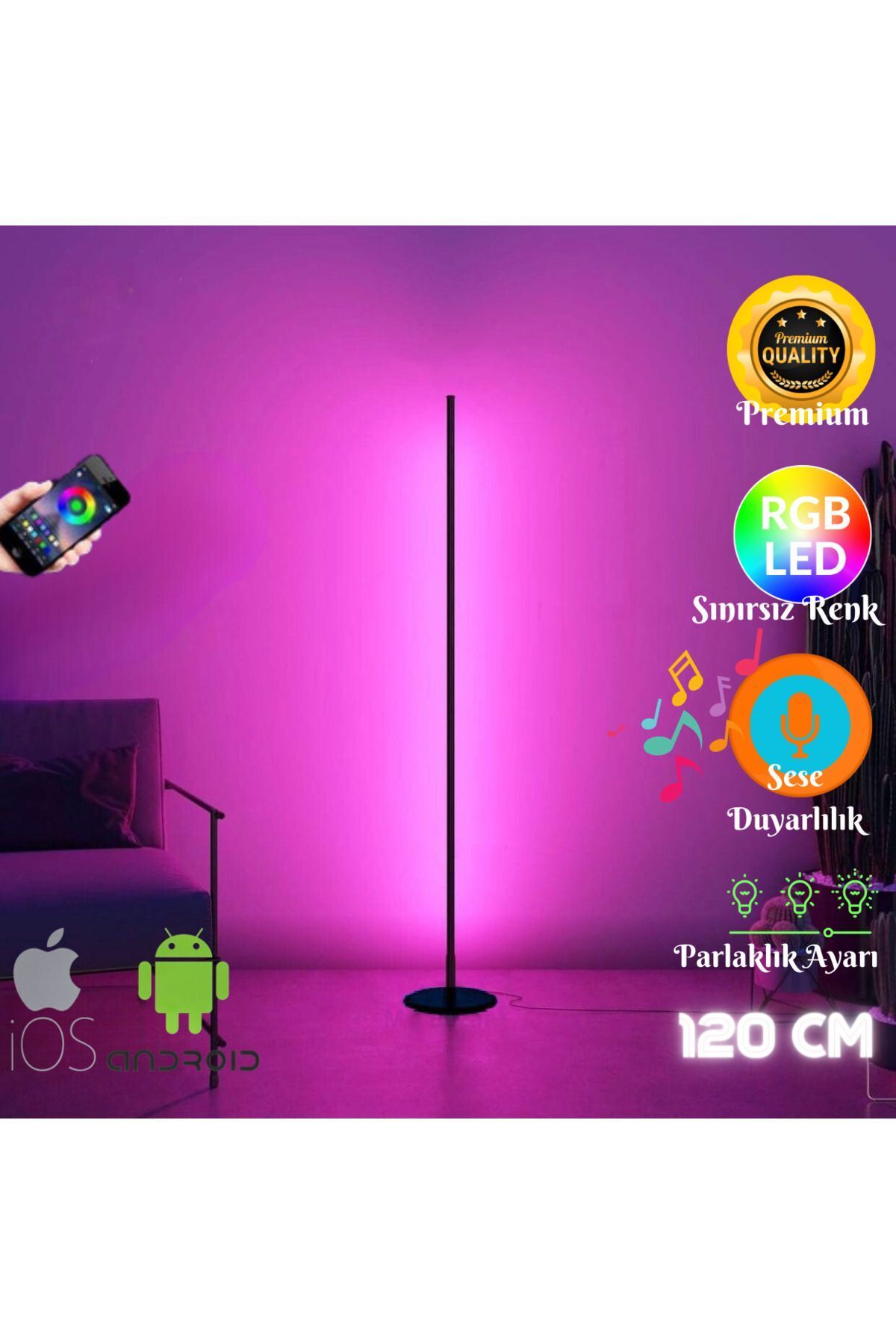 Mobıl Stıck Telefon Kontrol Oda Aydınlatma Sistemi Full Rgb Full Renk Çok Özellik Kumandasız