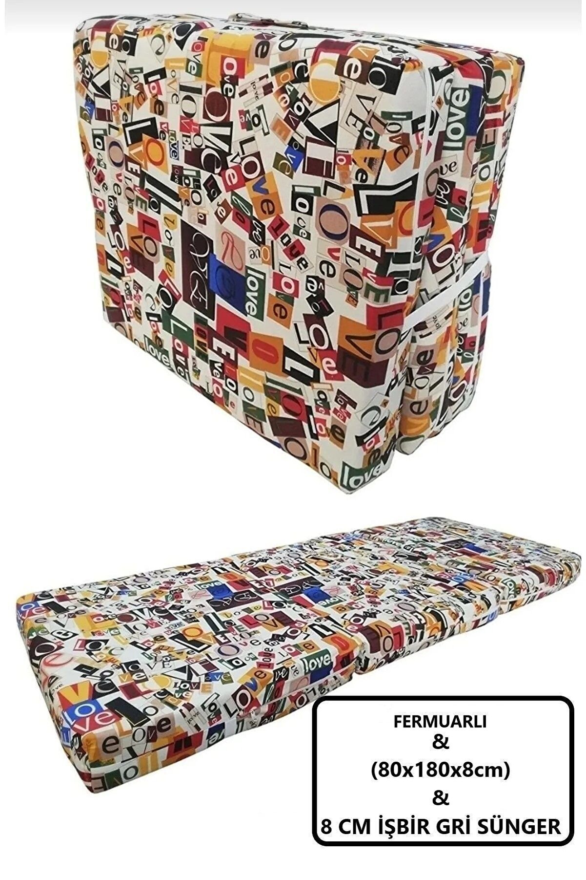 Katlanır Kamp Yatağı Çadır Yatağı 80x180 8 Cm Işbir Gri Kalın Sünger Love
