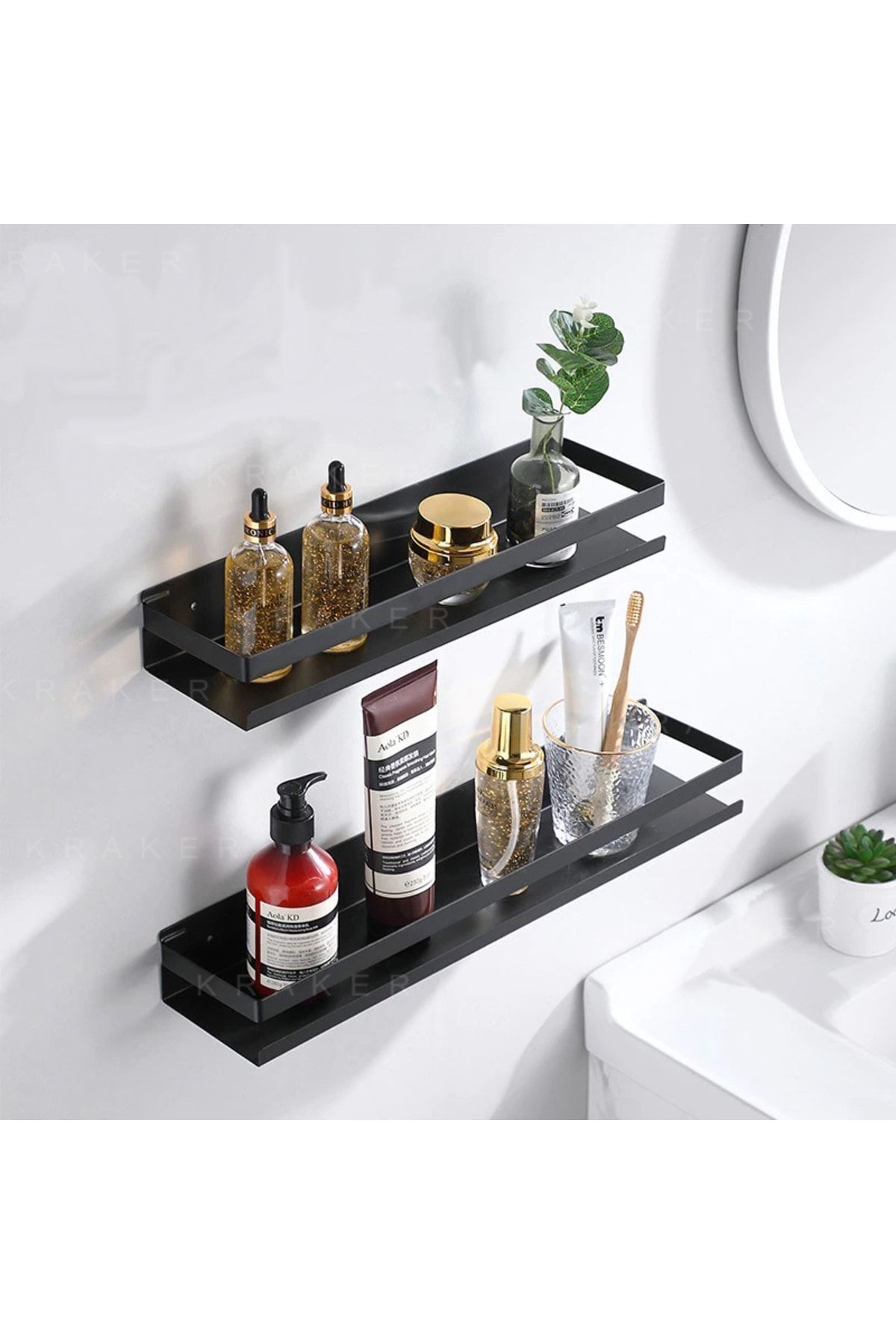 Banyo Rafları Sondajsız Köşe Rafı Duvara Monte Duş Tutucu Tuvalet Düzenleyici Banyo Aksesuarları