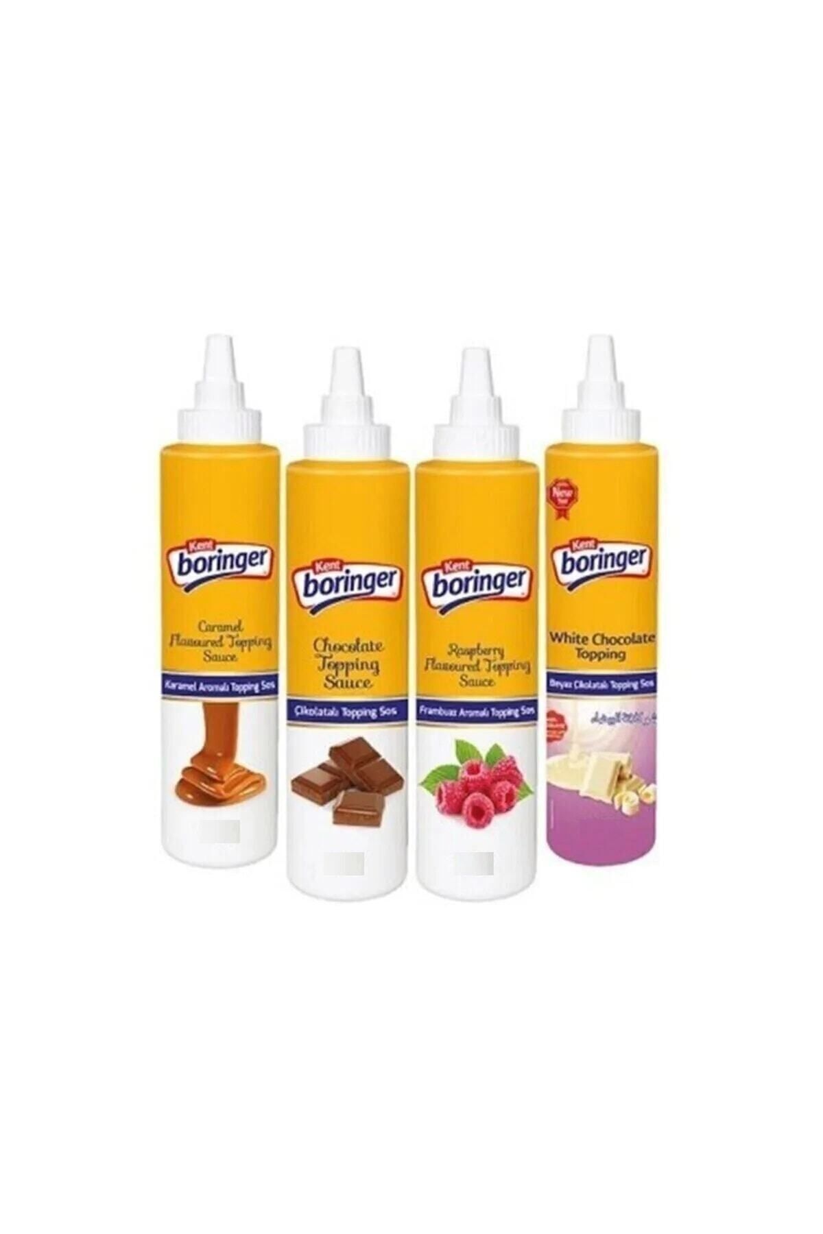 Karma Koli Topping Sos 4 Adet (karamelli Çikolatalı Frambuazlı Beyaz Çikolata 300 gr ) Sivri Kapak
