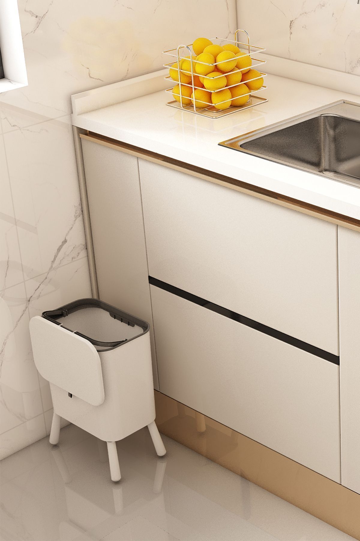 15 Litre Ayaklı Fonksiyonel Kapaklı Banyo Ve Mutfak Çöp Kovası