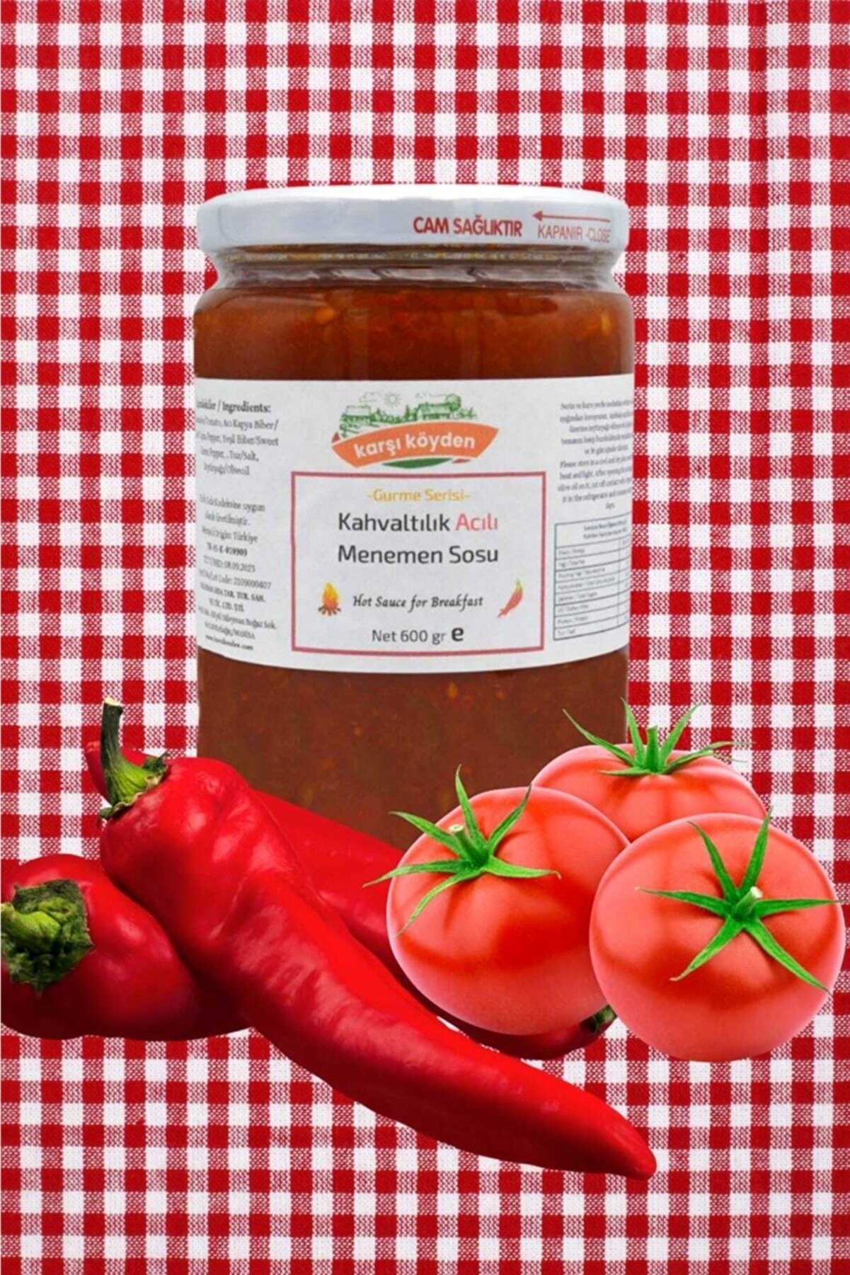 Kahvaltılık Acılı Menemen Sosu - (600gr - Cam Kavanoz)