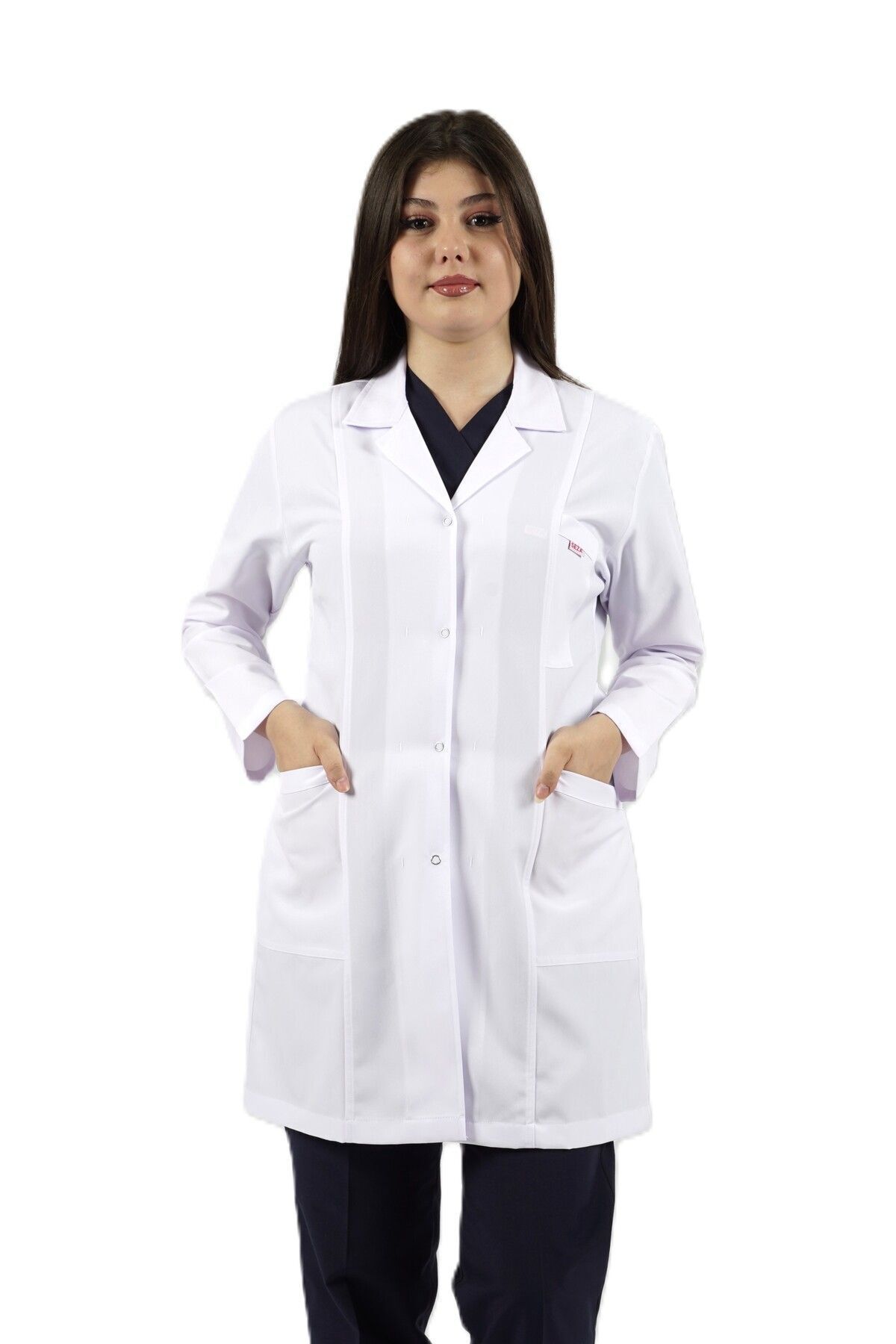 Gömlek Yaka Orta Boy Beyaz Önlük Kadın Doktor Öğretmen Hemşire Laboratuvar Önlüğü