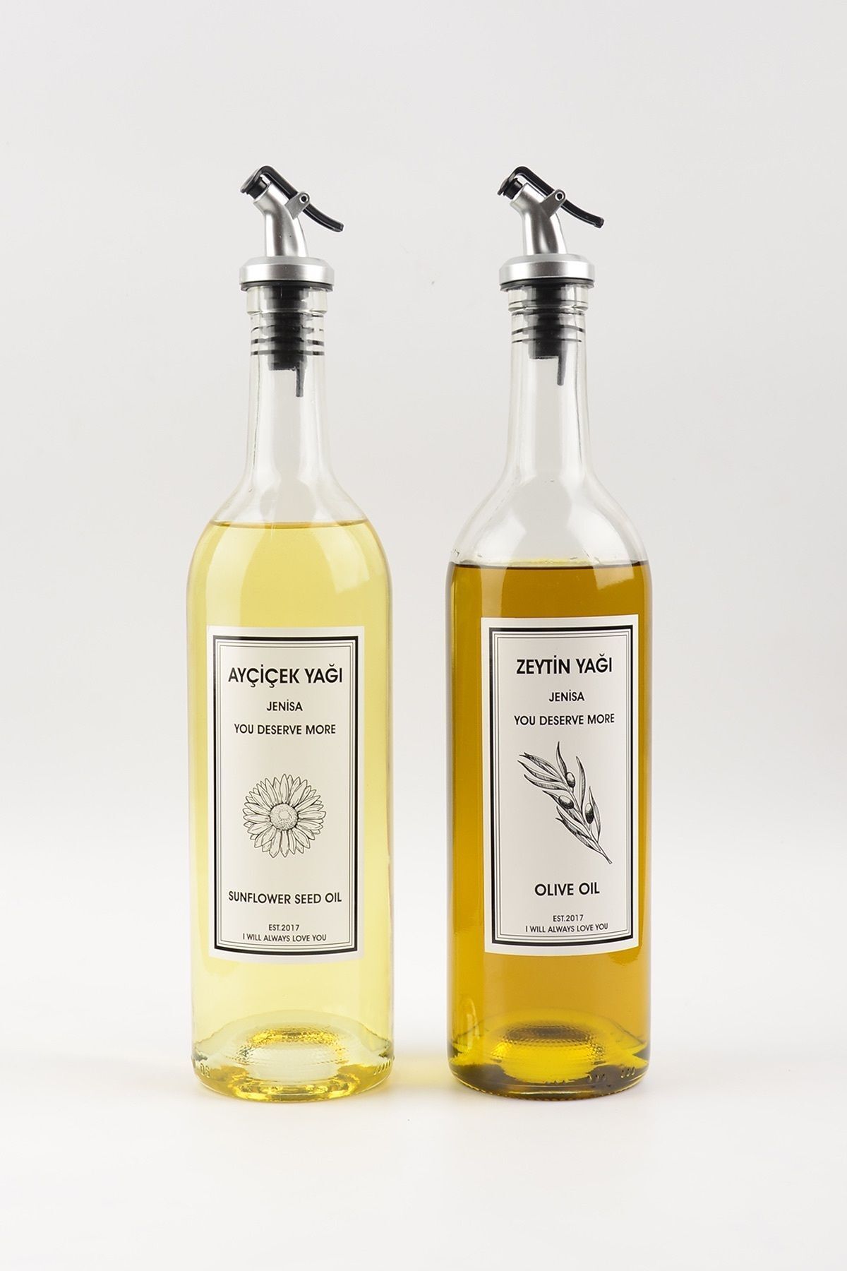 Dibi Çukur Şeffaf Cam Şişe 2'li 750 ml Zeytinyağı Sıvıyağ Şişesi Yağdanlık Yağlık