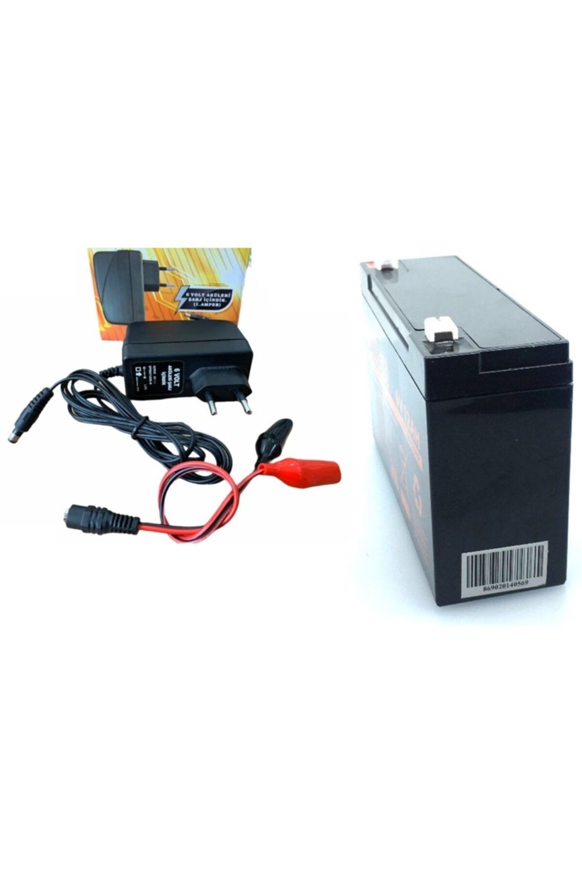 Pilsan Uyumlu 6v 12ah 6 Volt 12 Amper Araba Aküsü + 6 Volt Şarj Cihazı Şarz Adaptör + Maşalı Set 1a