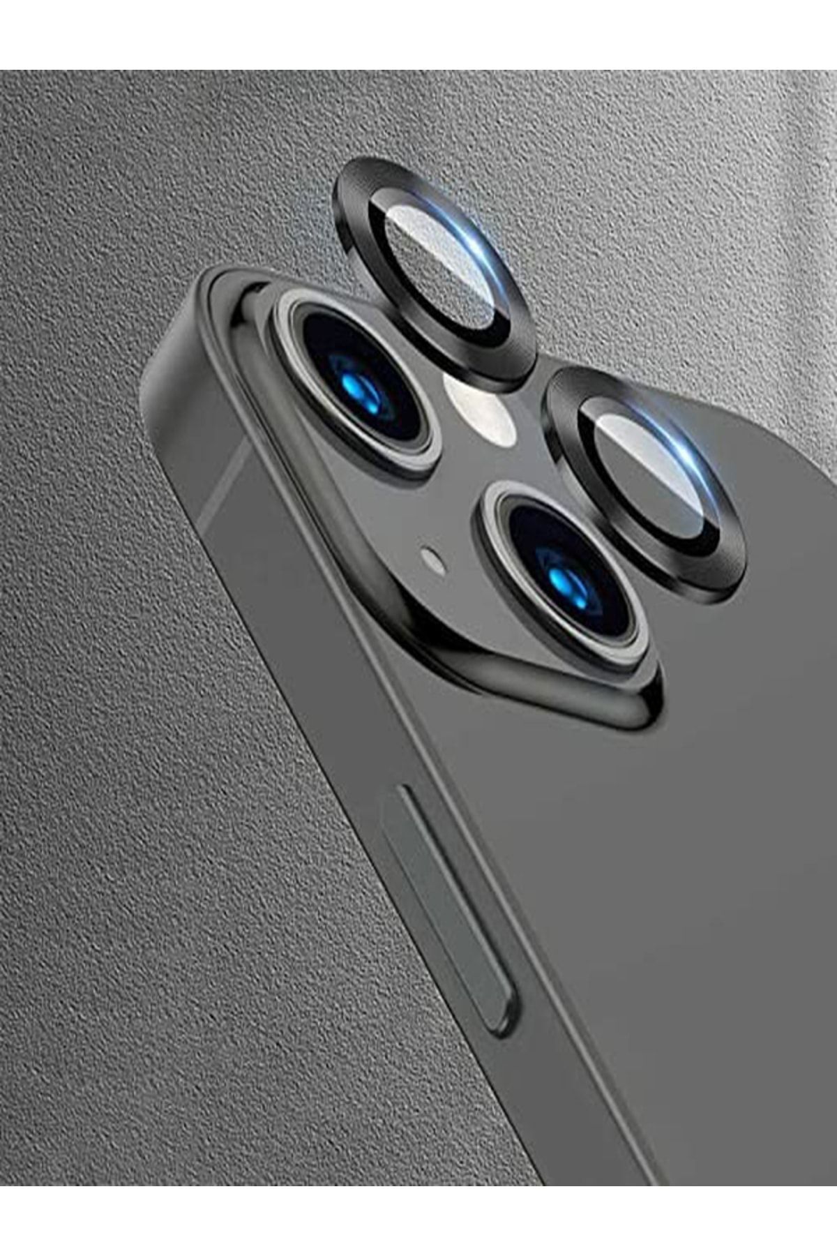 Iphone 13/13 Mini Uyumlu Alüminyum Alaşım Tempered Glass Kamera Lens Koruyucu(2'li Set) Black