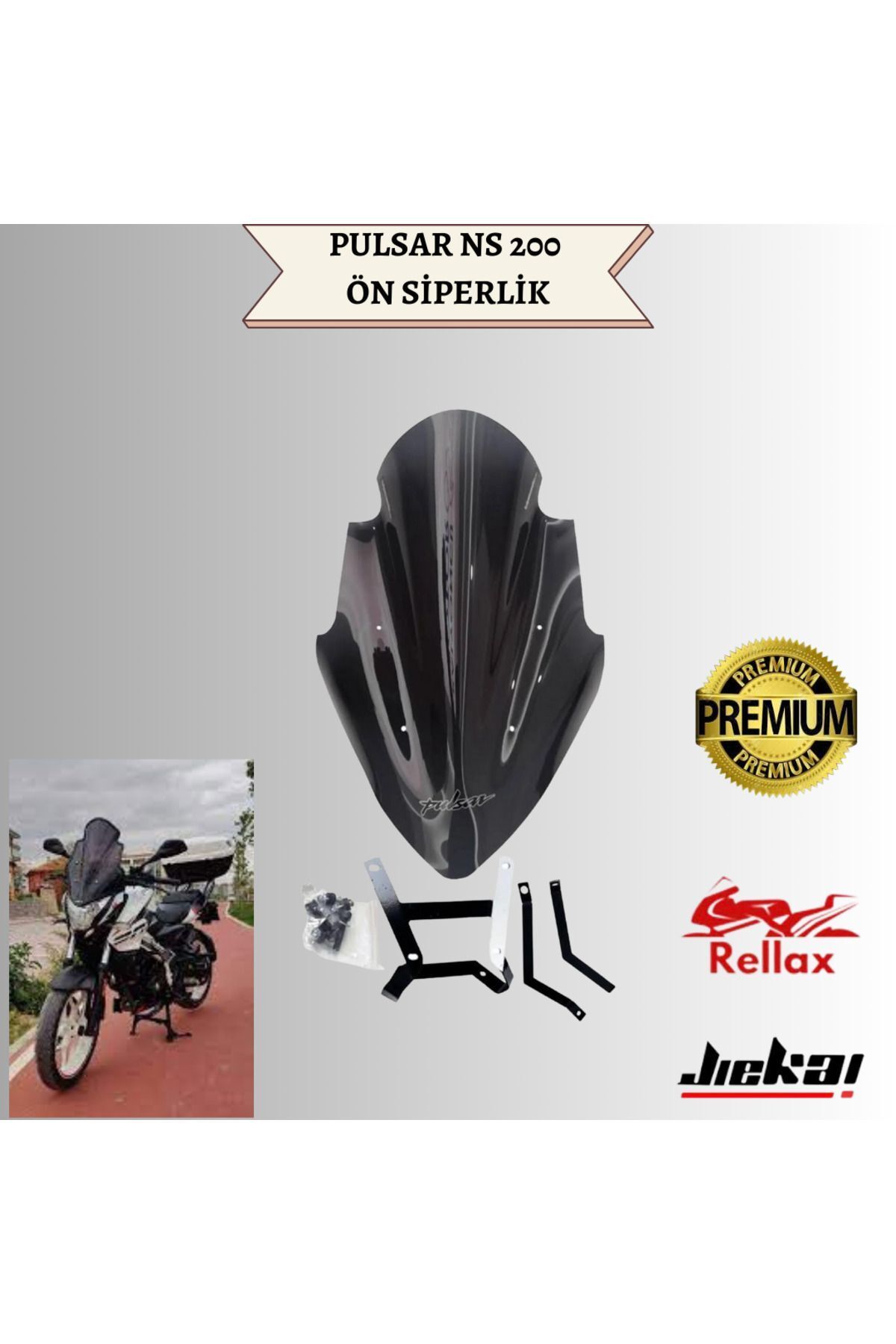 Pulsar Ns200 Uyumlu Ön Uzun Tur Camı Siperlik Camı Füme Renk ( Ns150 Ns200 Ns1600 ) Uyumlu