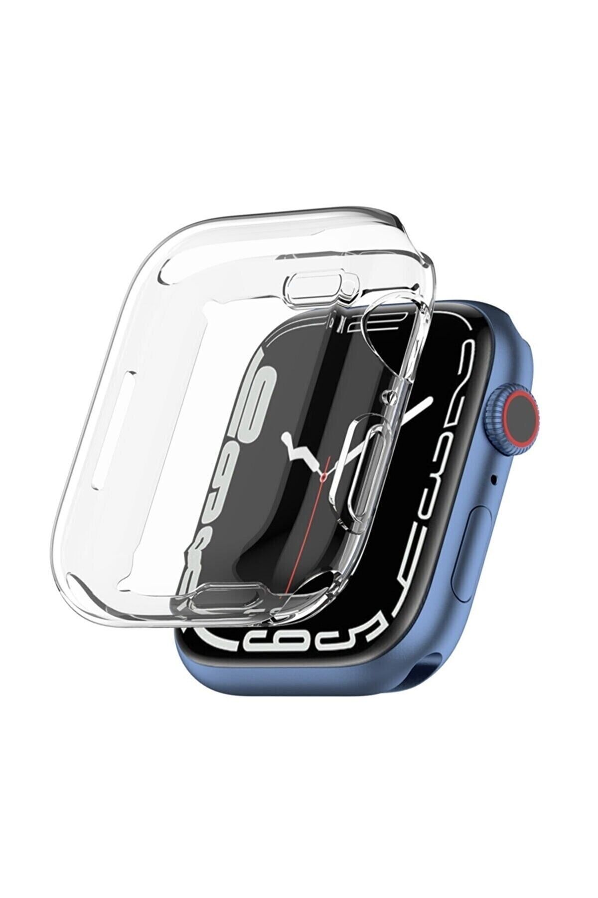 Apple Watch 8/9/se Uyumlu 41 Mm Seffaf Silikon 360 Tam Koruma Yumuşak Ekran Koruyucu