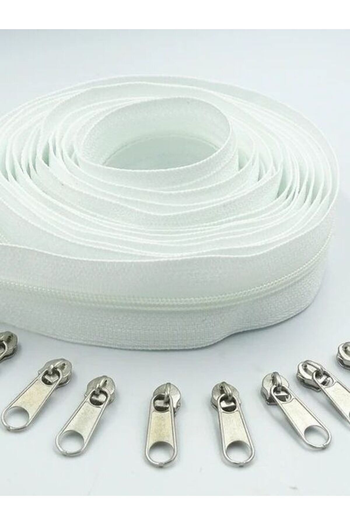 Fermiks 20 Metre T5 Beyaz Fermuar Ve 40 Adet Beyaz Başlık