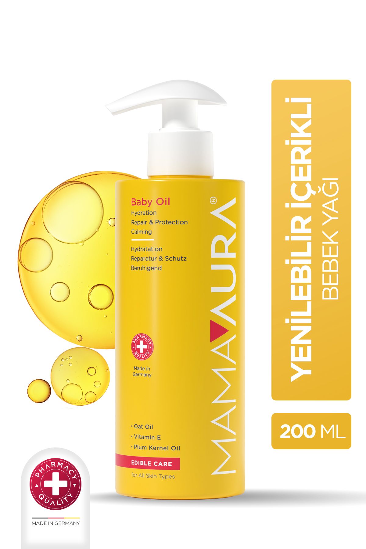 %100 Yenilebilir İçerikli Bebek Bakım Yağı - Baby Oil 200 ml