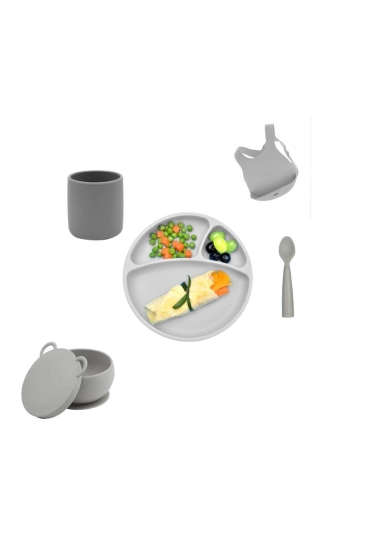 Silikon Beslenme Seti 5'li - Powder Grey