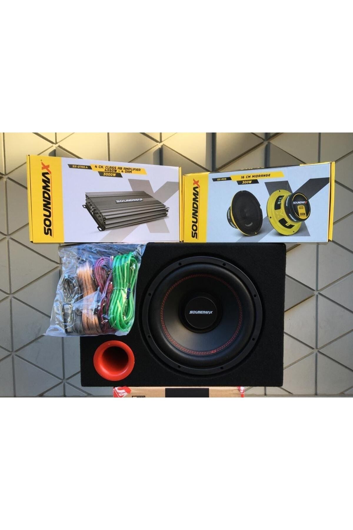 Sx-fth12 30 Cm Kabinli 1500w Subwoofer Bas 3000w 4 Kanal Amfi 16 Cm 300w Midrange Kablo Tk.
