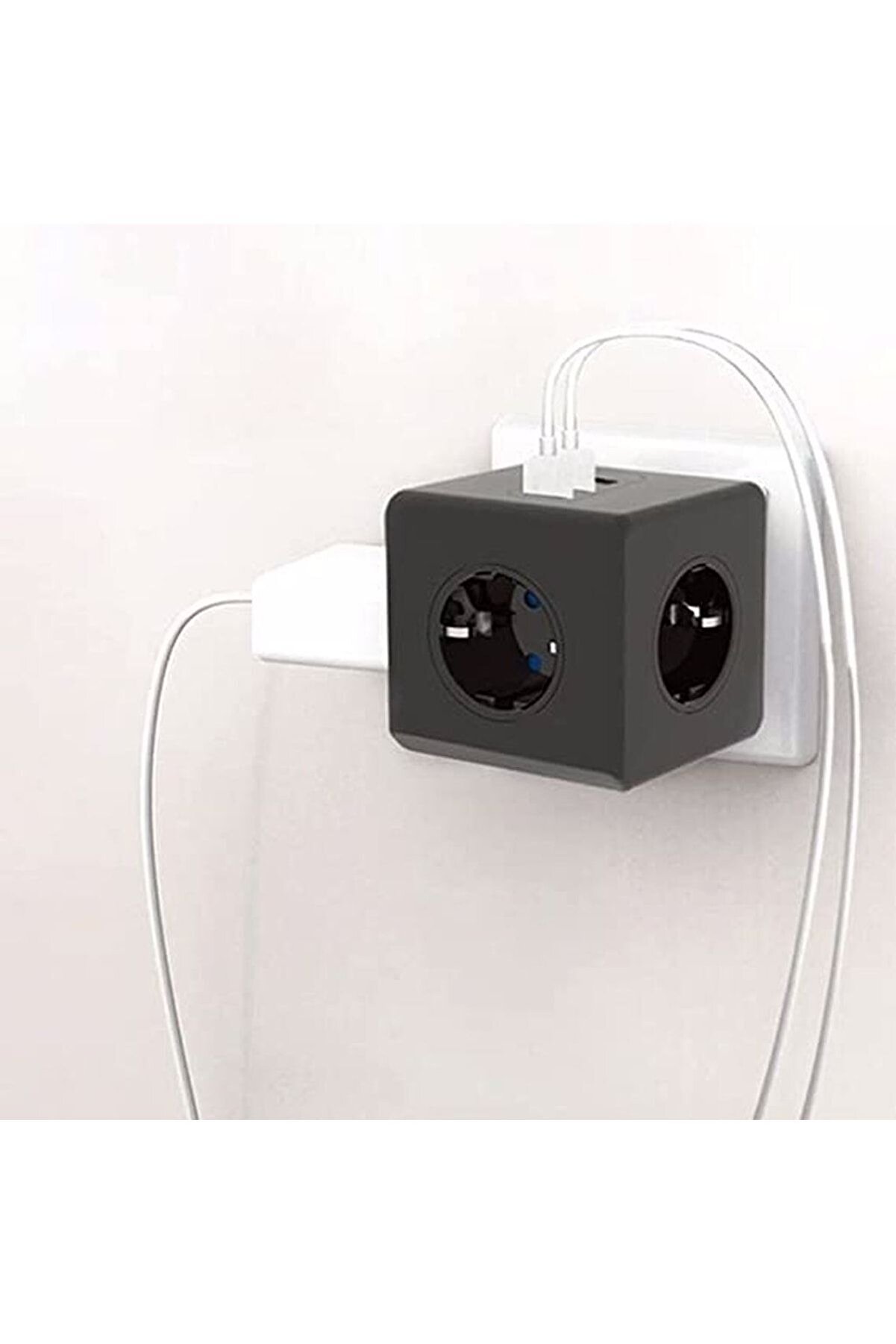 Usb Girişli Termal Akım Korumalı Isıya Dayanıklı 10 Amper 3'lü Duvar Tipi Priz, Smart Akım Dengeleme