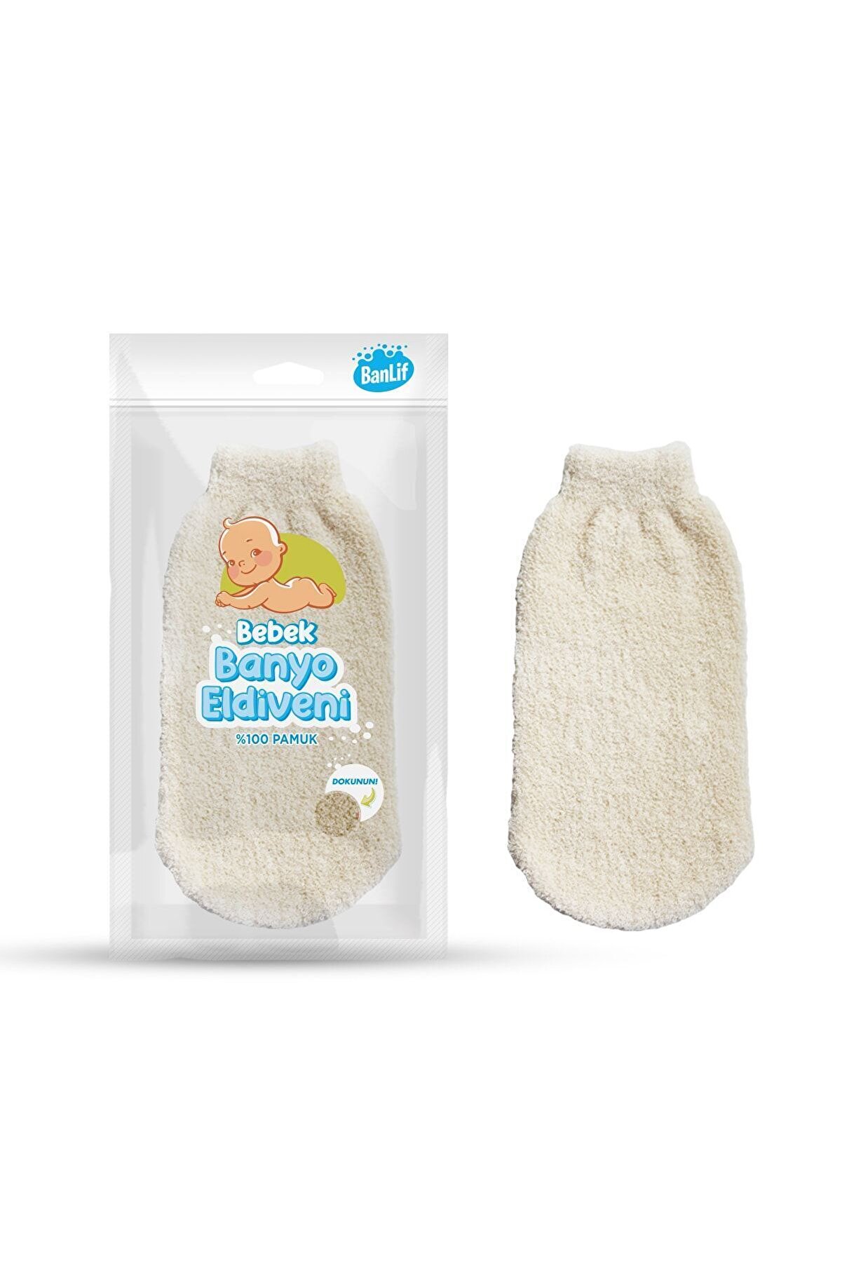 Banlif %100 Pamuk Bebek Banyo Yıkama Eldiveni