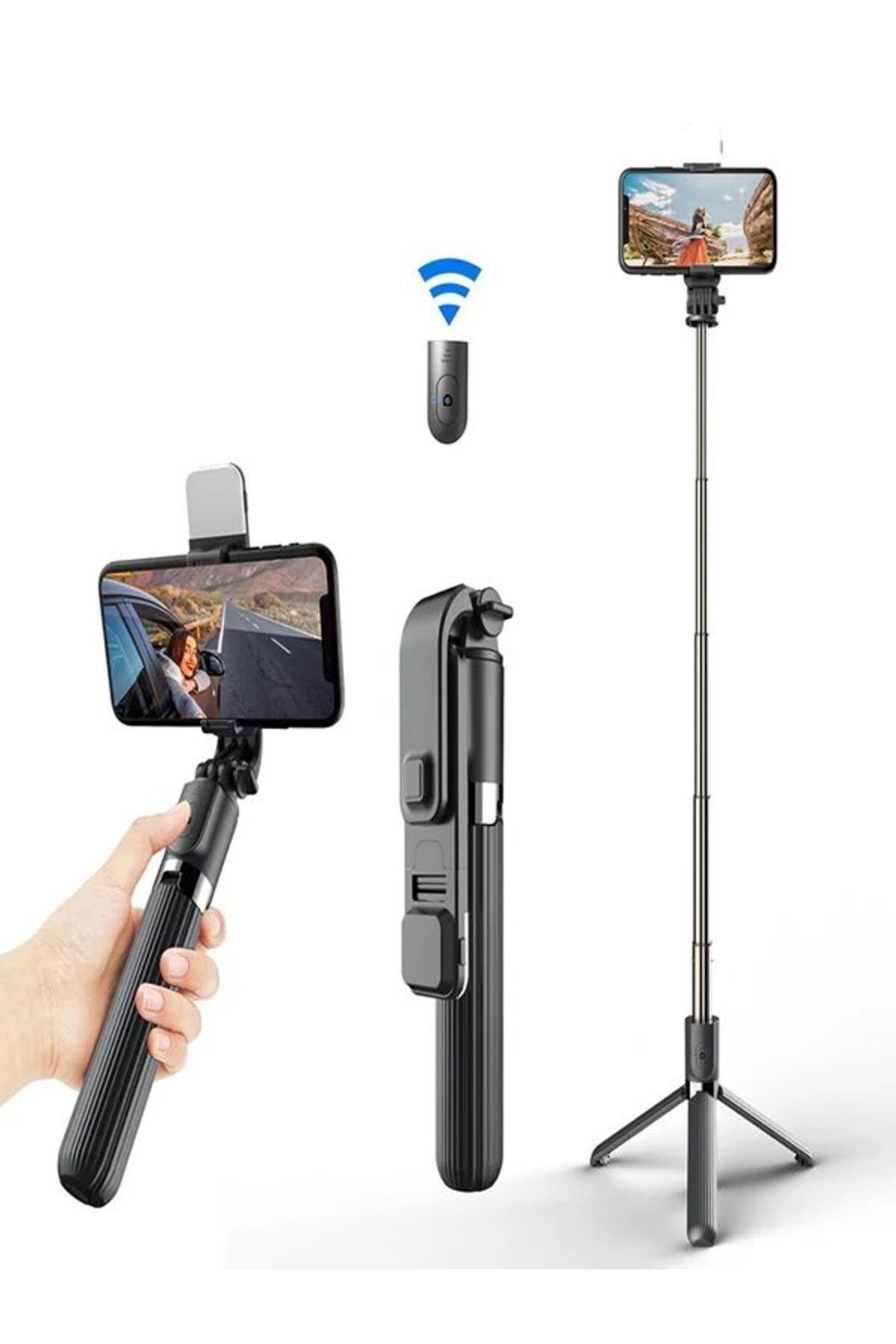 Led Işıklı Tripod Standı, Kablosuz, youtube Bluetooth Uzaktan Kumandalı, Selfie Çubuğu