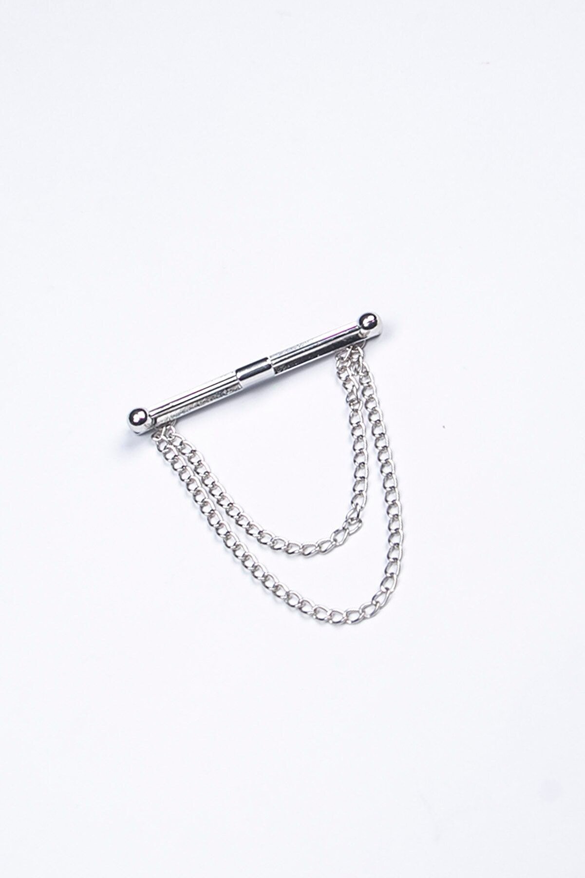 Tüm Gömleklere Uygun Yuvarlak Formlu Gümüş Renk Yaka Iğnesi