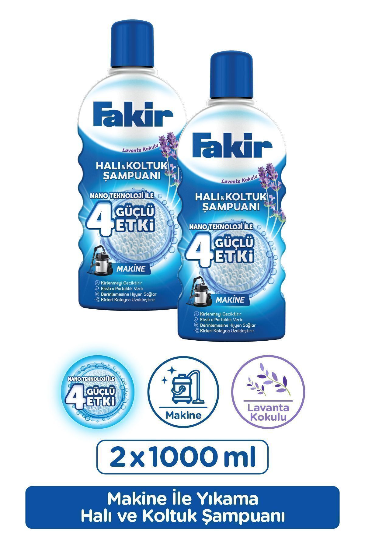 Halı Şampuanı Matik Makinede Yıkama Lavanta 1000 Ml 2'li