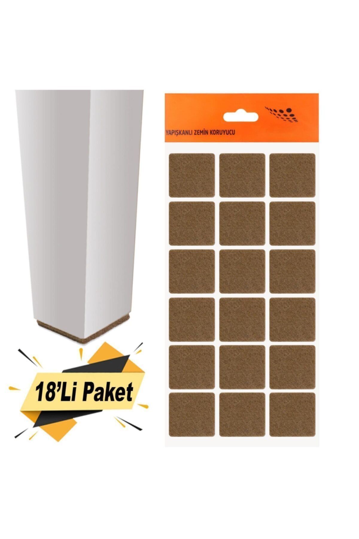 Yapışkanlı Mobilya Masa Sandalye Parke Zemin Ayak Koruyucu Kaydırmaz Keçesi 35x35 Mm (18'Lİ PAKET)