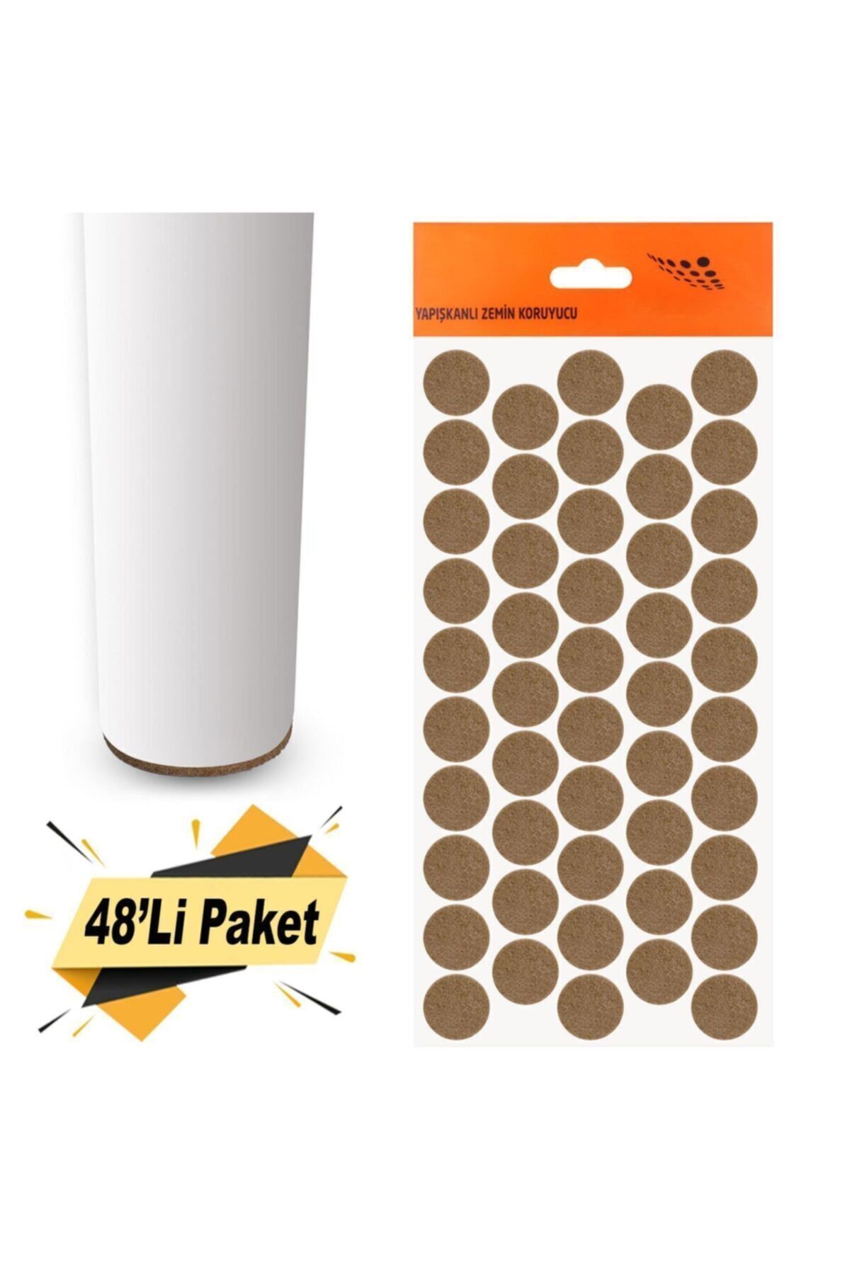 Yapışkanlı Mobilya Masa Sandalye Parke Zemin Ayak Koruyucu Kaydırmaz Keçesi 20 Mm (48'Lİ PAKET)